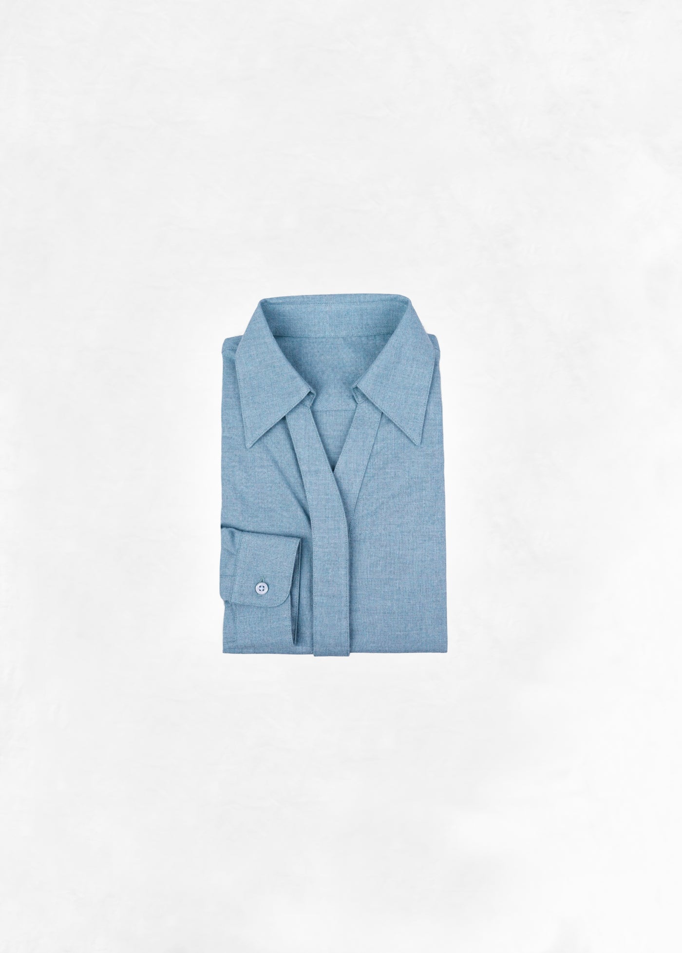 V Collar shirt in Flannel - Aquamarine