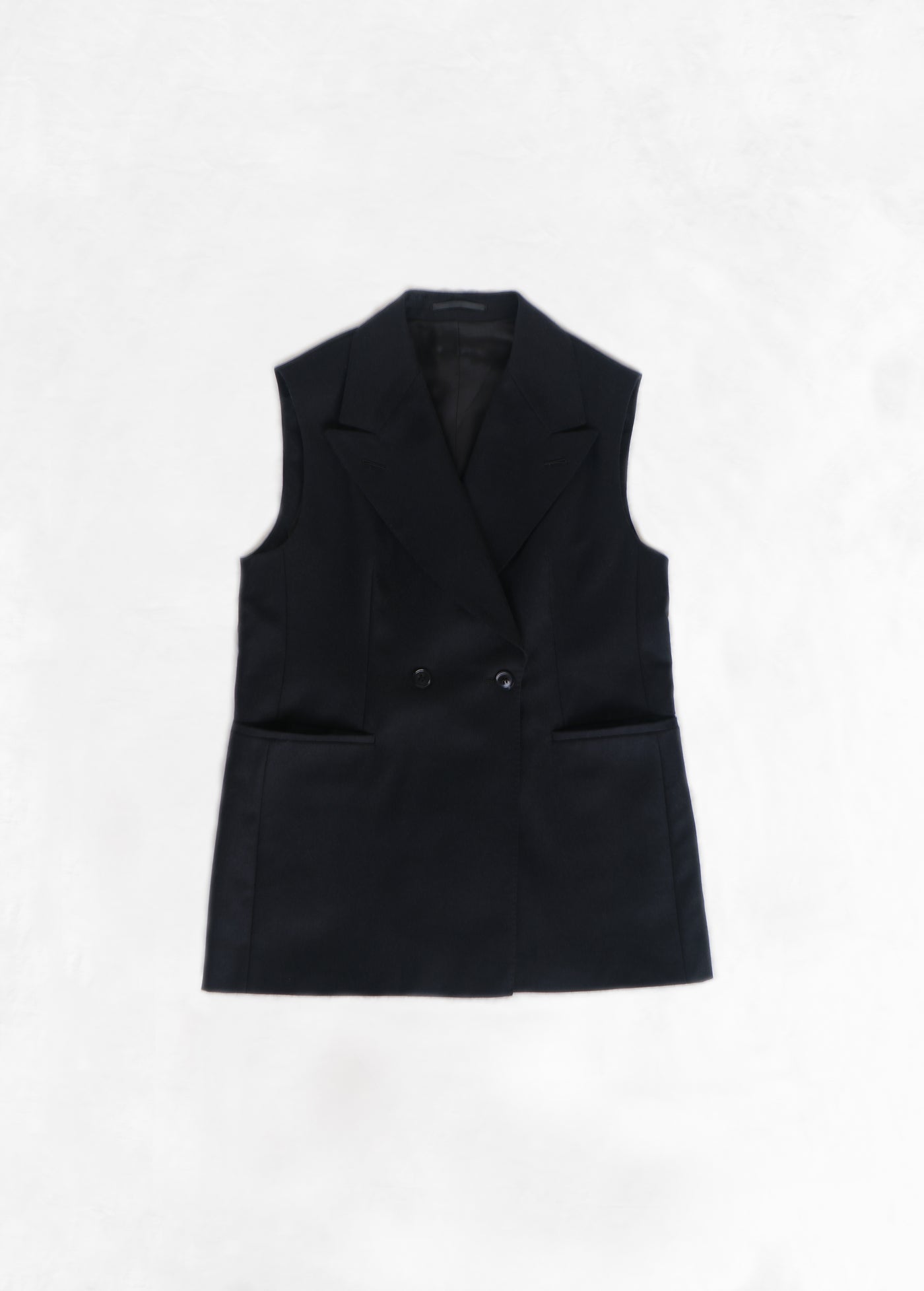 Double Breasted Long Vest in Flannel - Black