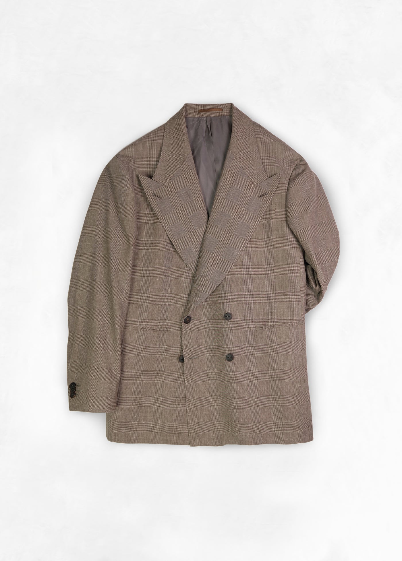 Double Breasted Undarted Jacket - Brown Glencheck