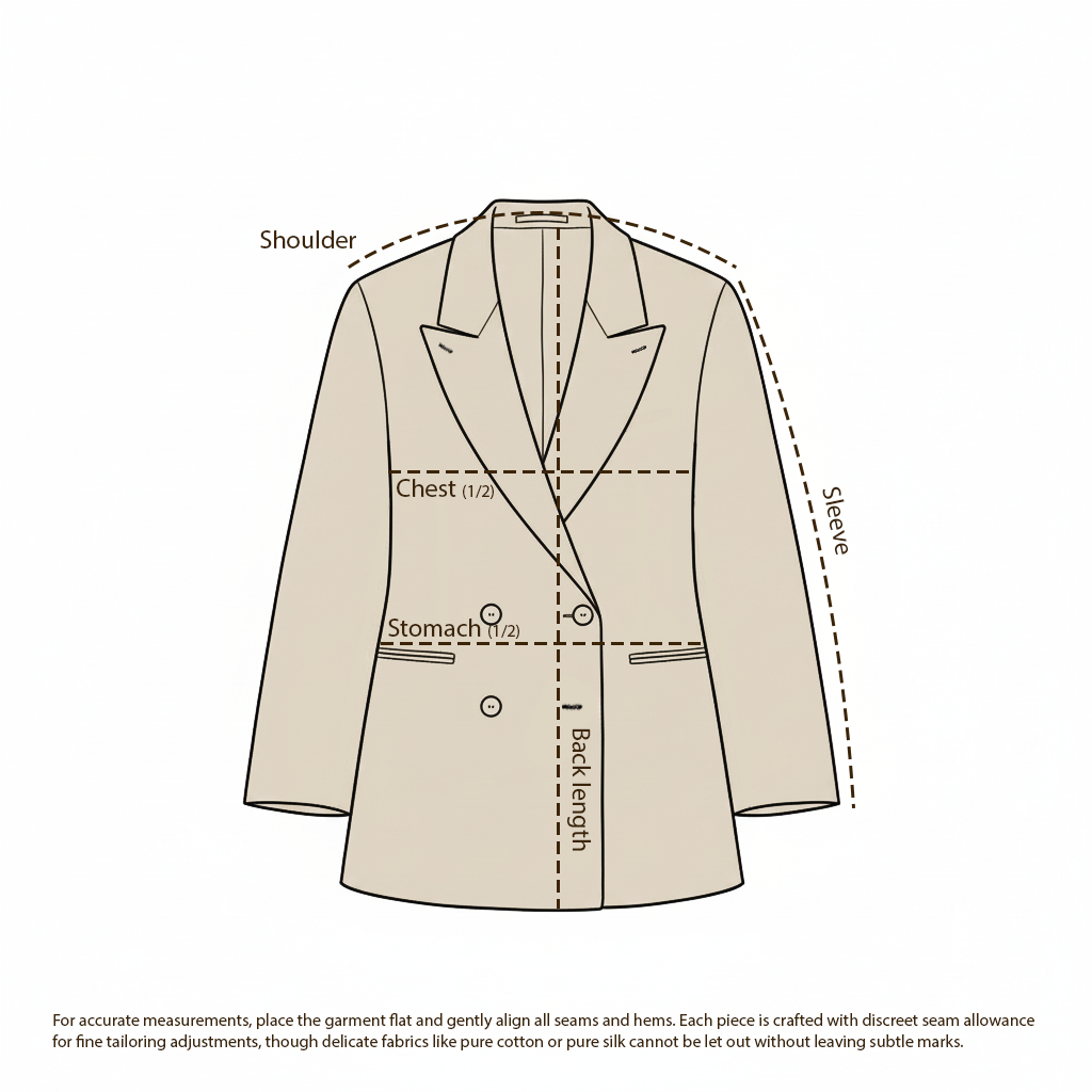 Measuring guide for Black Flannel - Double Breasted Undarted Jacket