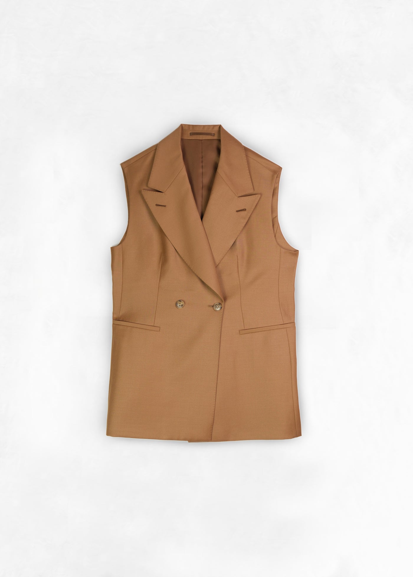 Double Breasted Long Vest - Camel