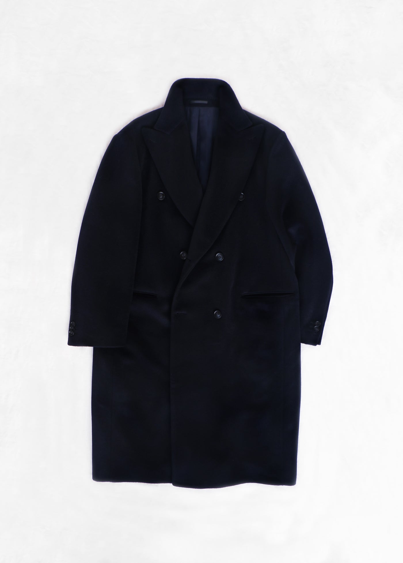Double Breasted Long Coat - Navy