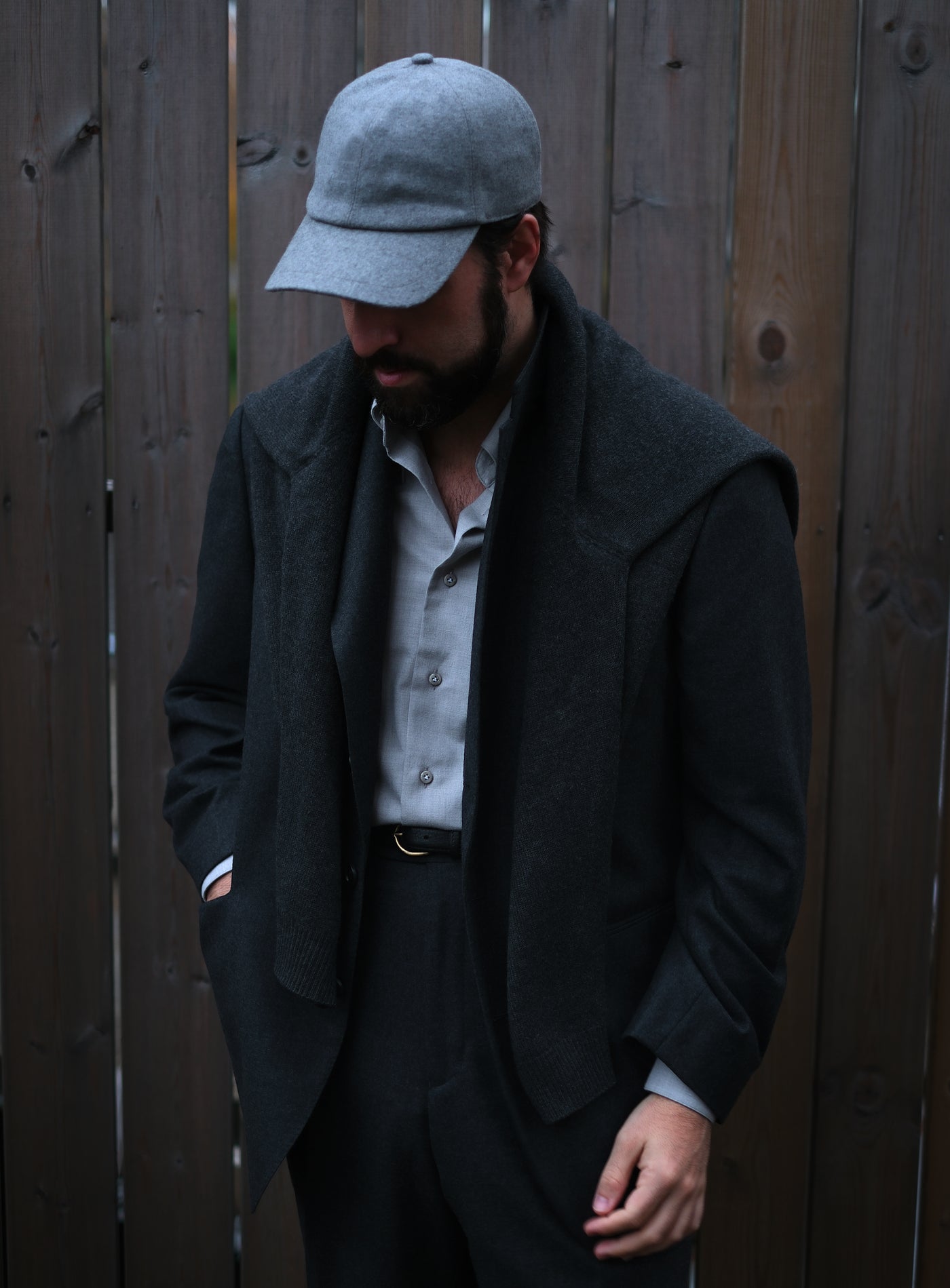 Classic Undarted Jacket in Flannel - Charcoal Grey