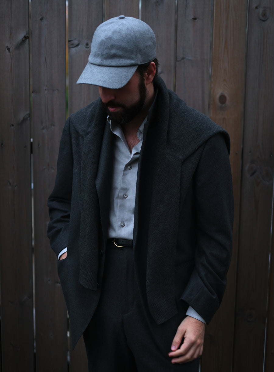 Classic Undarted Jacket in Flannel - Charcoal Grey