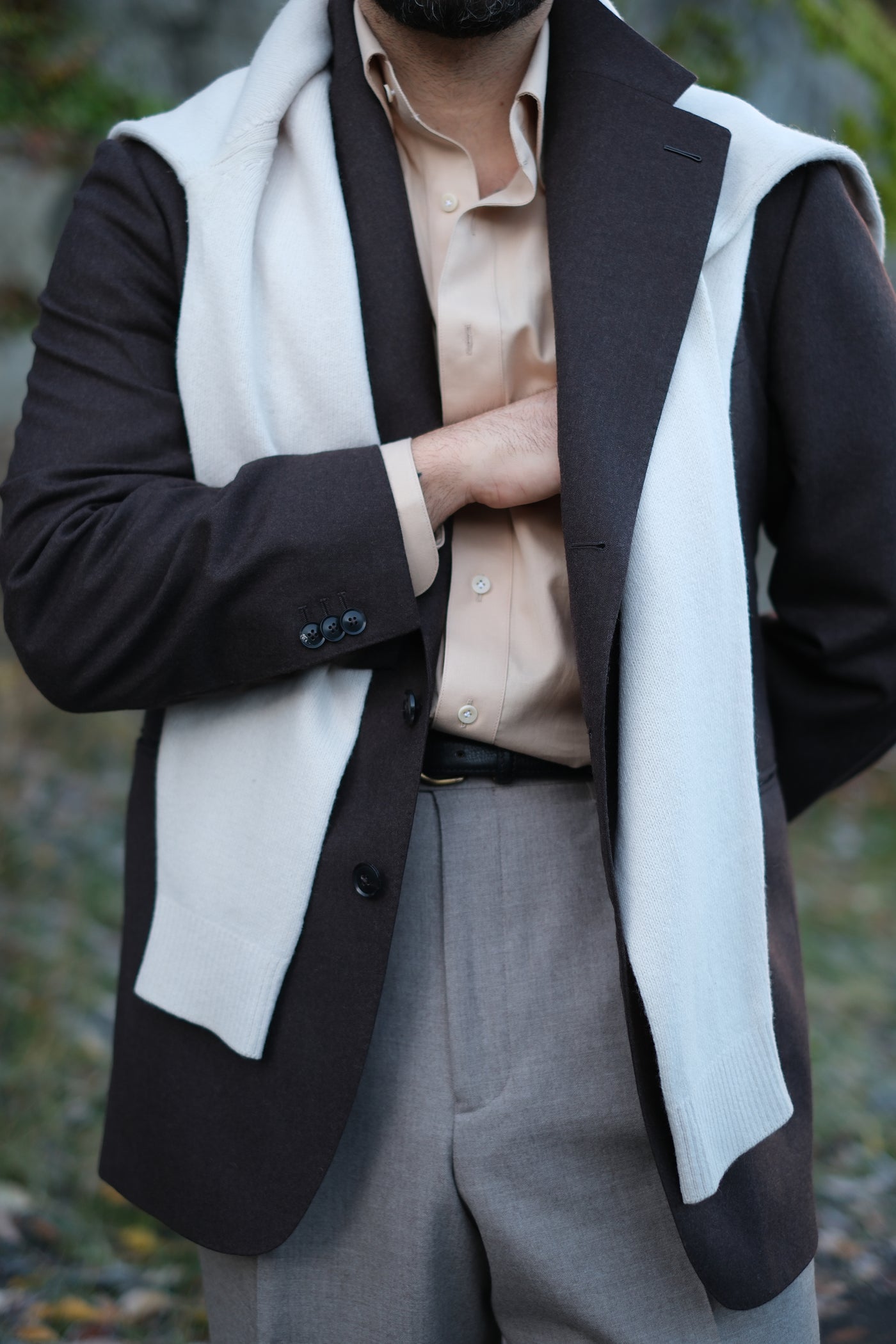 Classic Undarted Jacket in Flannel - Midnight Brown