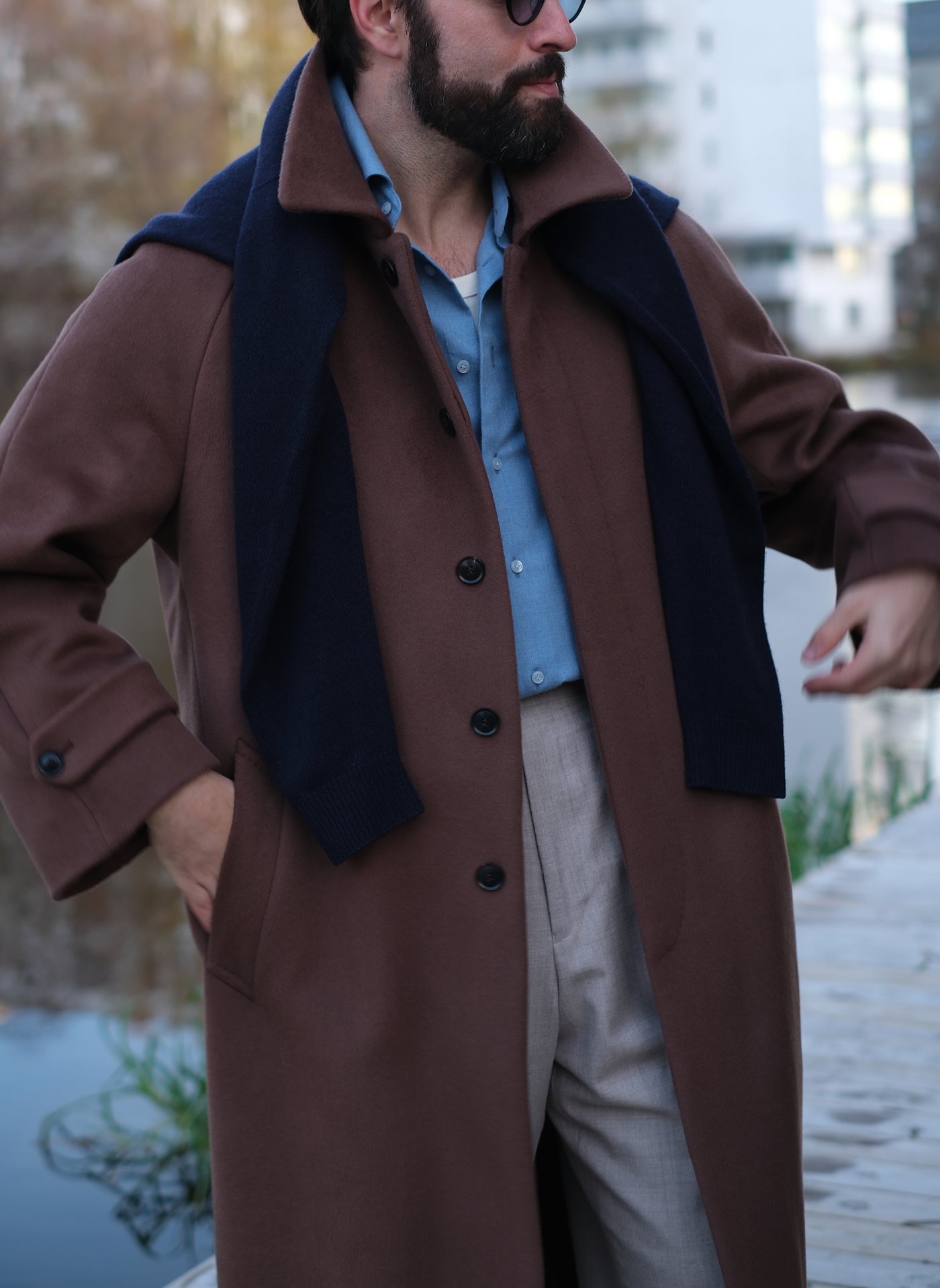 Raglan Coat - Taupe Brown