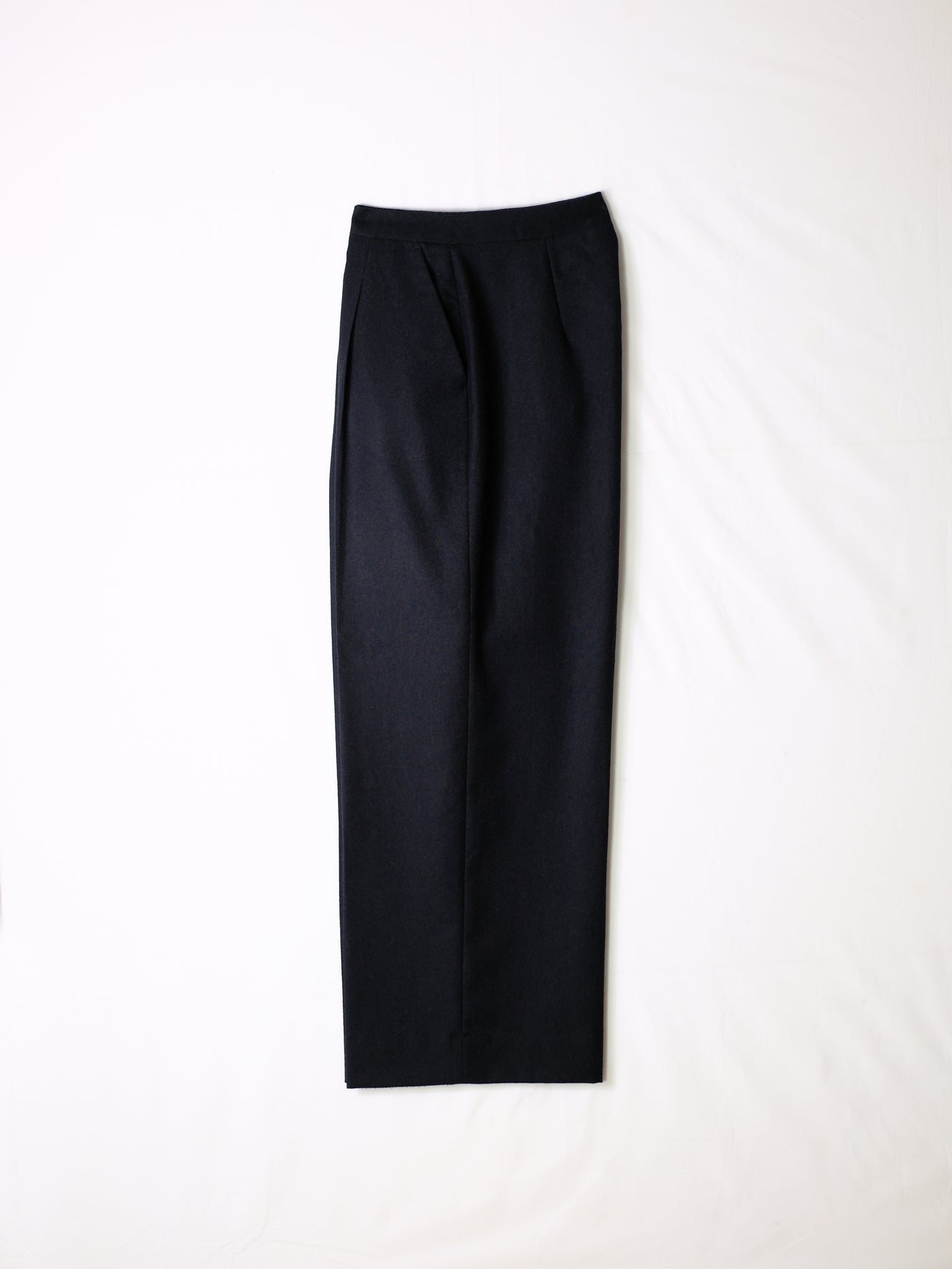 Single Pleat High Waist Trouser in Flannel - Black