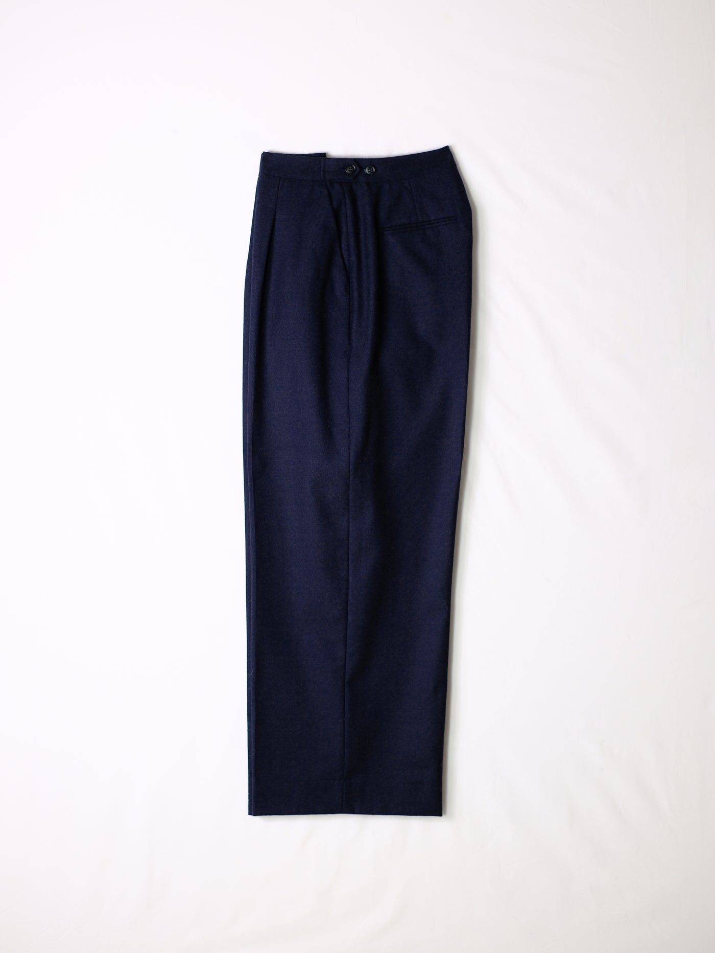 Single Pleat High Waist Trouser in Flannel - Midnight Blue