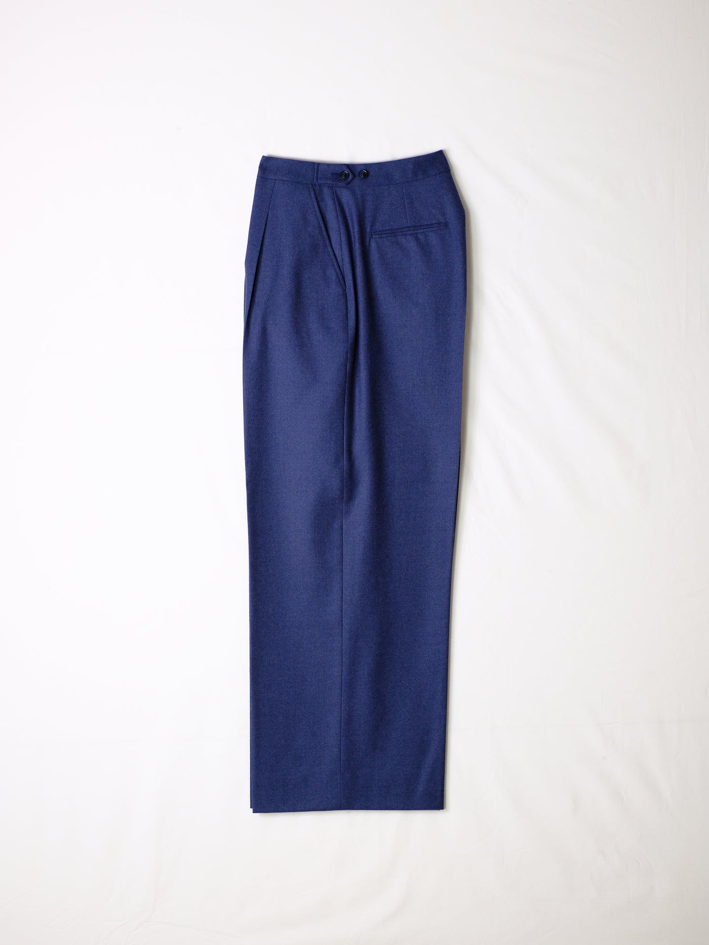 Single Pleat High Waist Trouser in Flannel - Indigo Blue