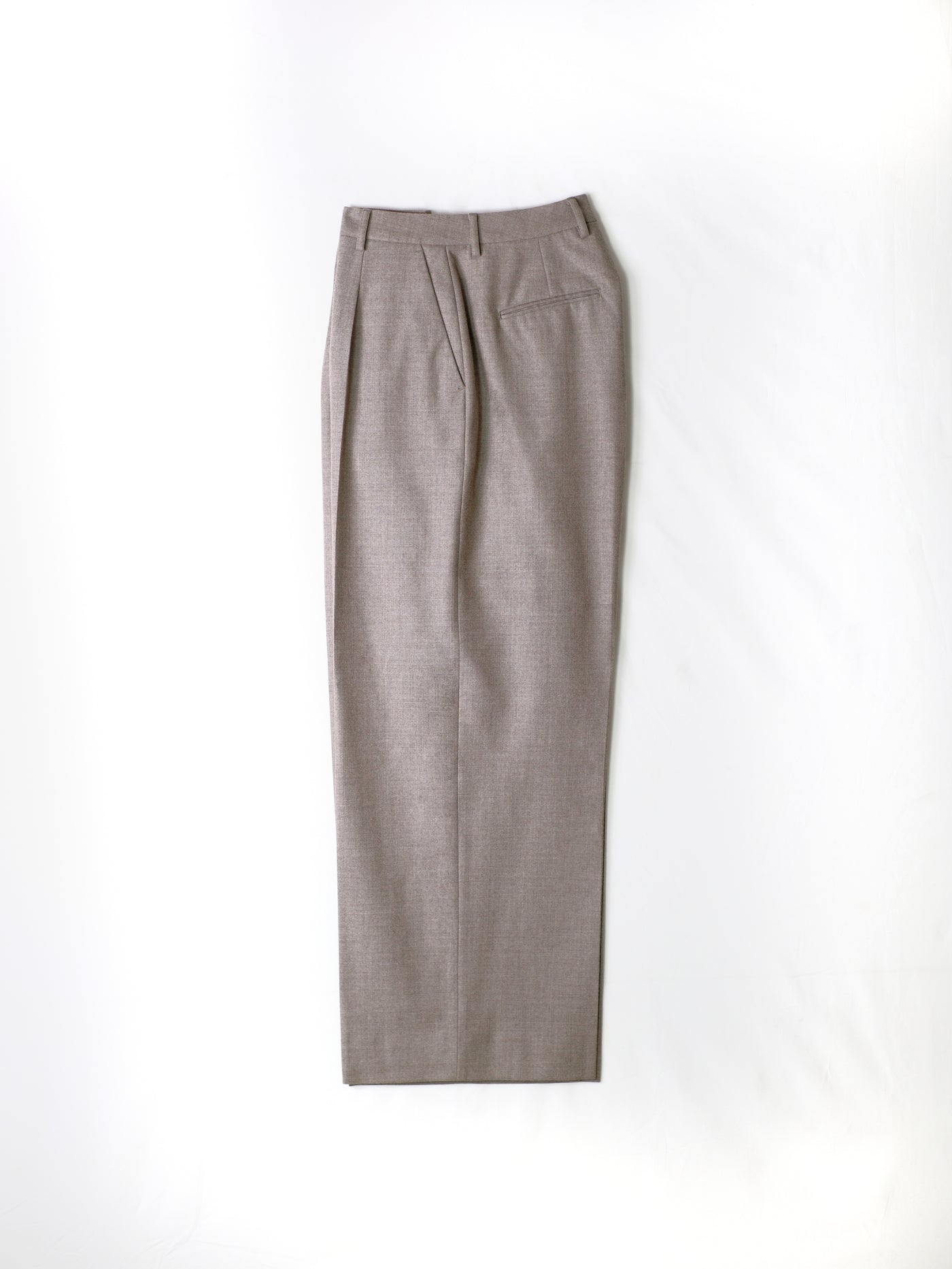 Single Pleat High Waist Trouser in Flannel - Taupe