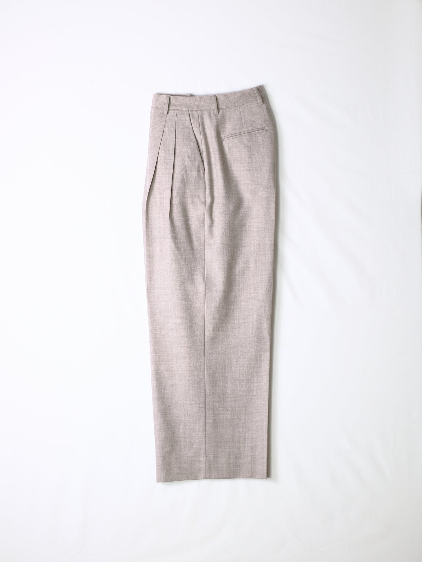 Double Pleat High Waist Trouser in Flannel - Oatmeal