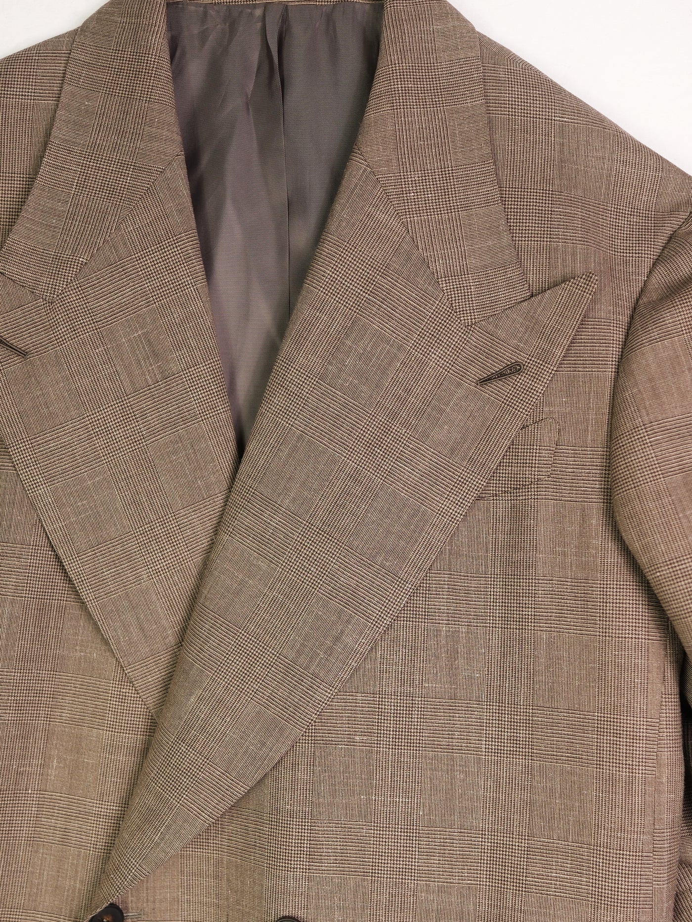 Double Breasted Undarted Jacket - Brown Glencheck