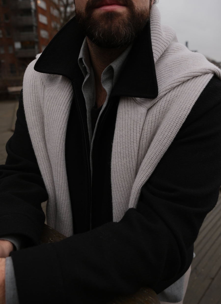 Zip-Up Tweed Jacket - Black