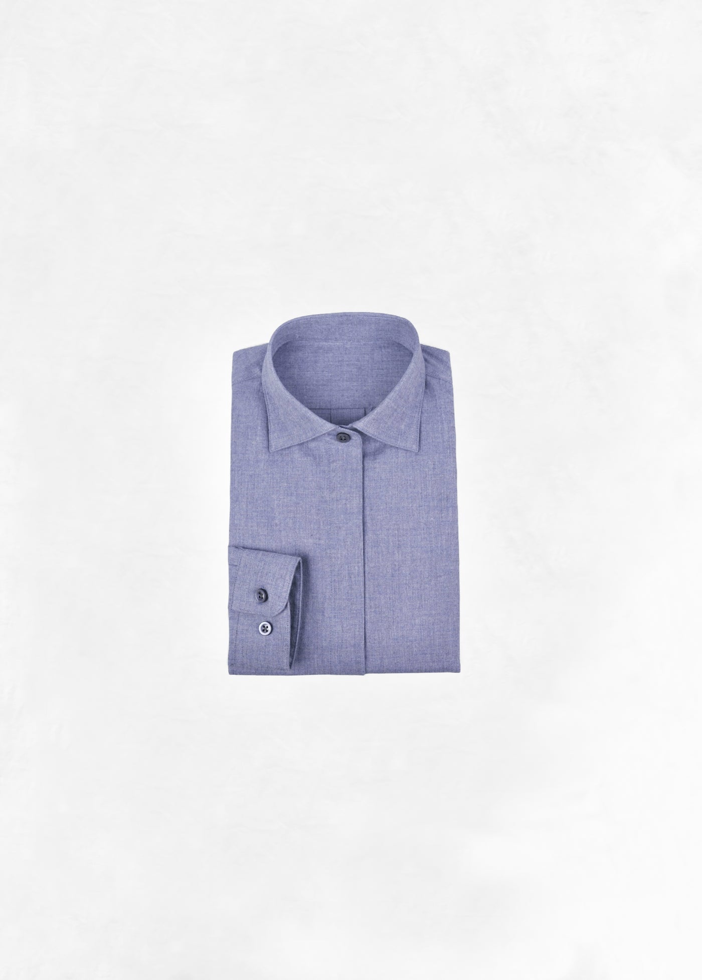 Soft Cropped Shirt in Flannel - Pastel Dark Blue
