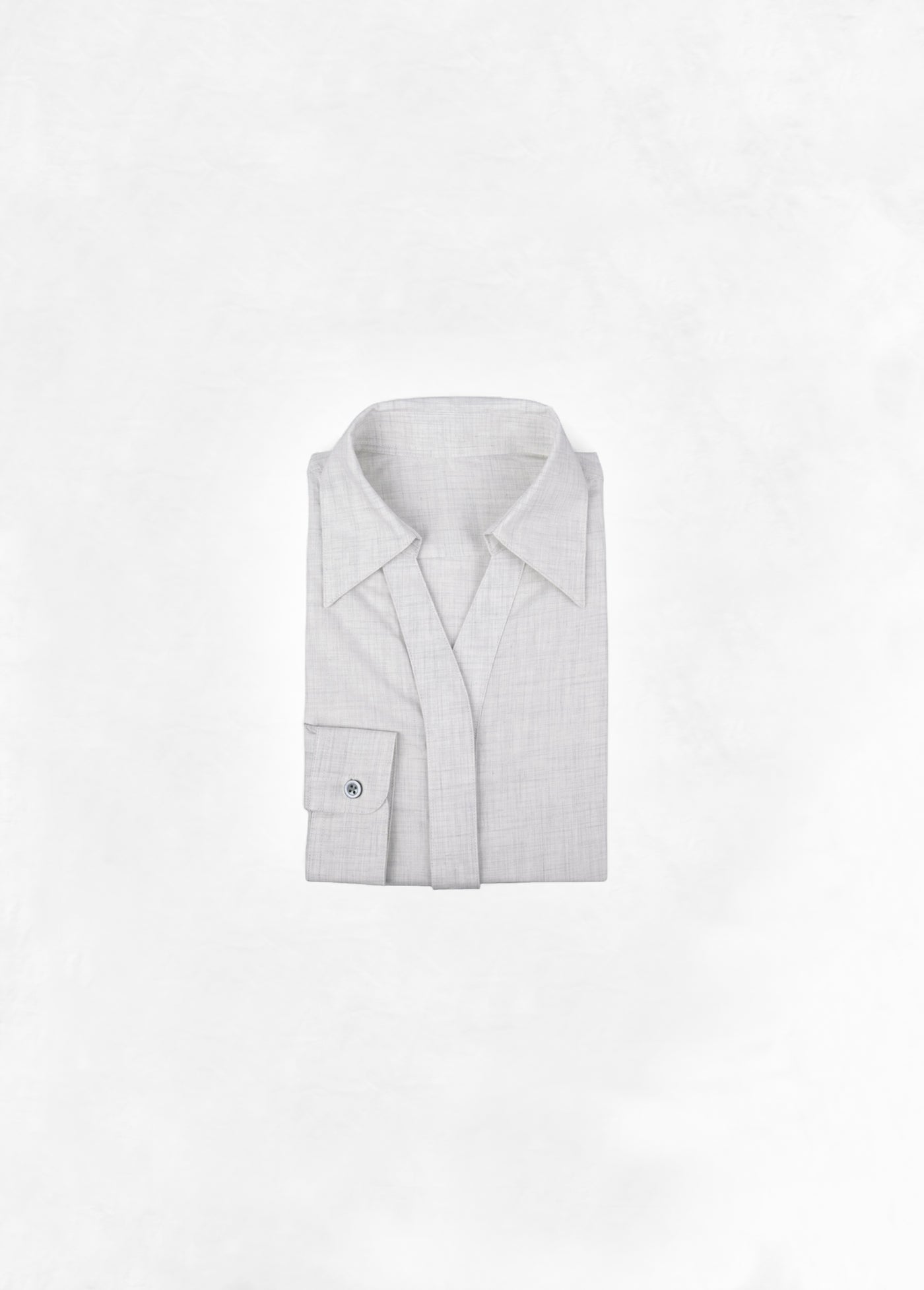 V Collar Cropped Soft Shirt in Cashmere - Faded Grey