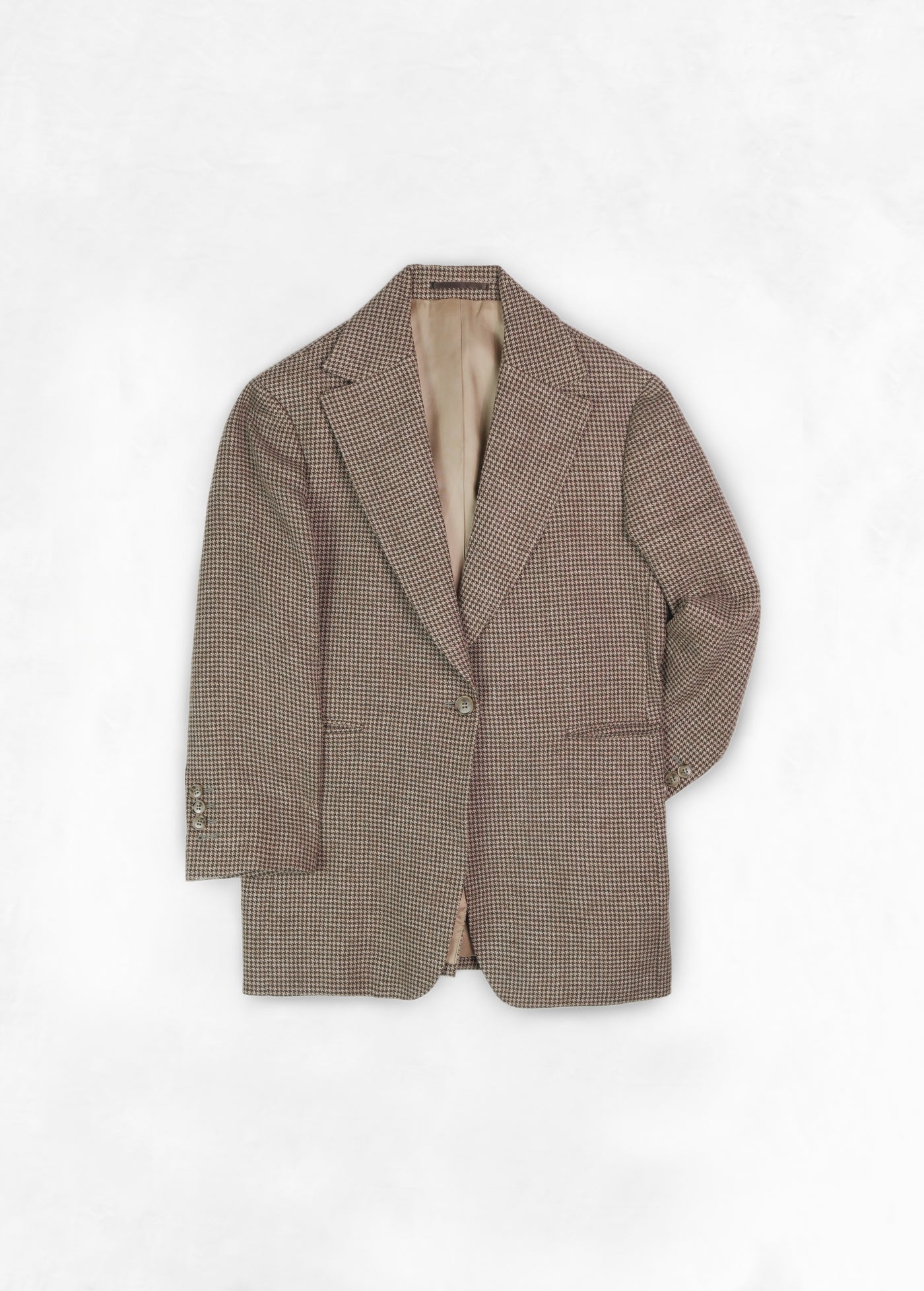 Single Breasted Jacket - Brown Houndstooth