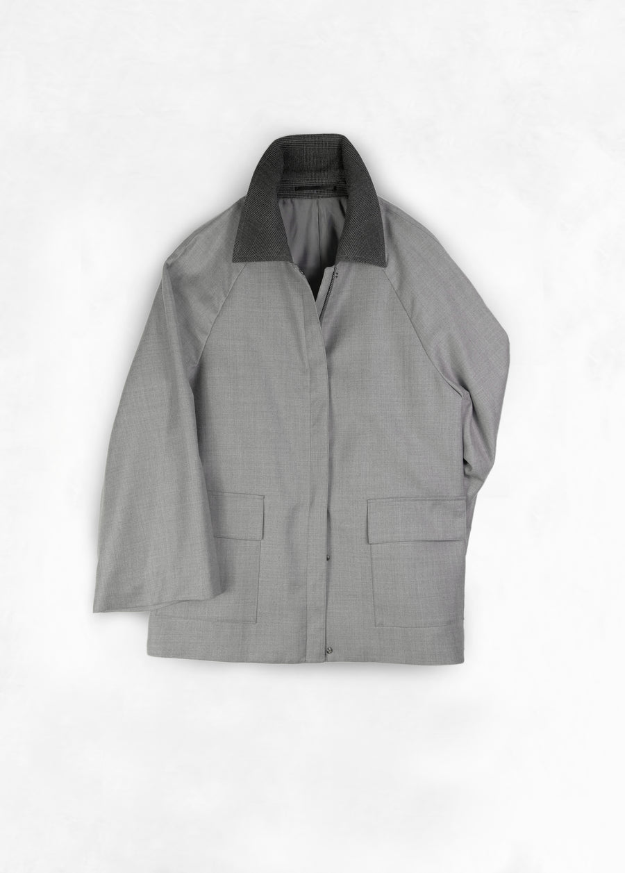 Raglan Contrast Jacket - Light Grey