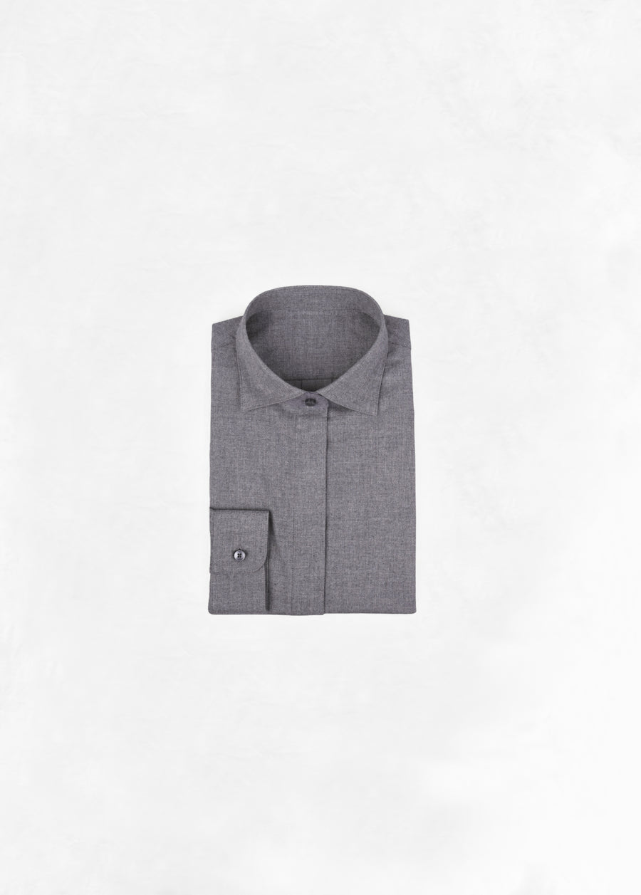 Soft Shirt Cropped in Flannel - Grey