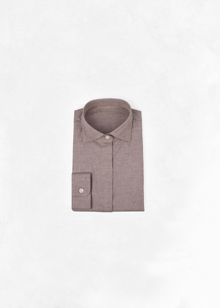 Soft Shirt Cropped in Flannel - Latte