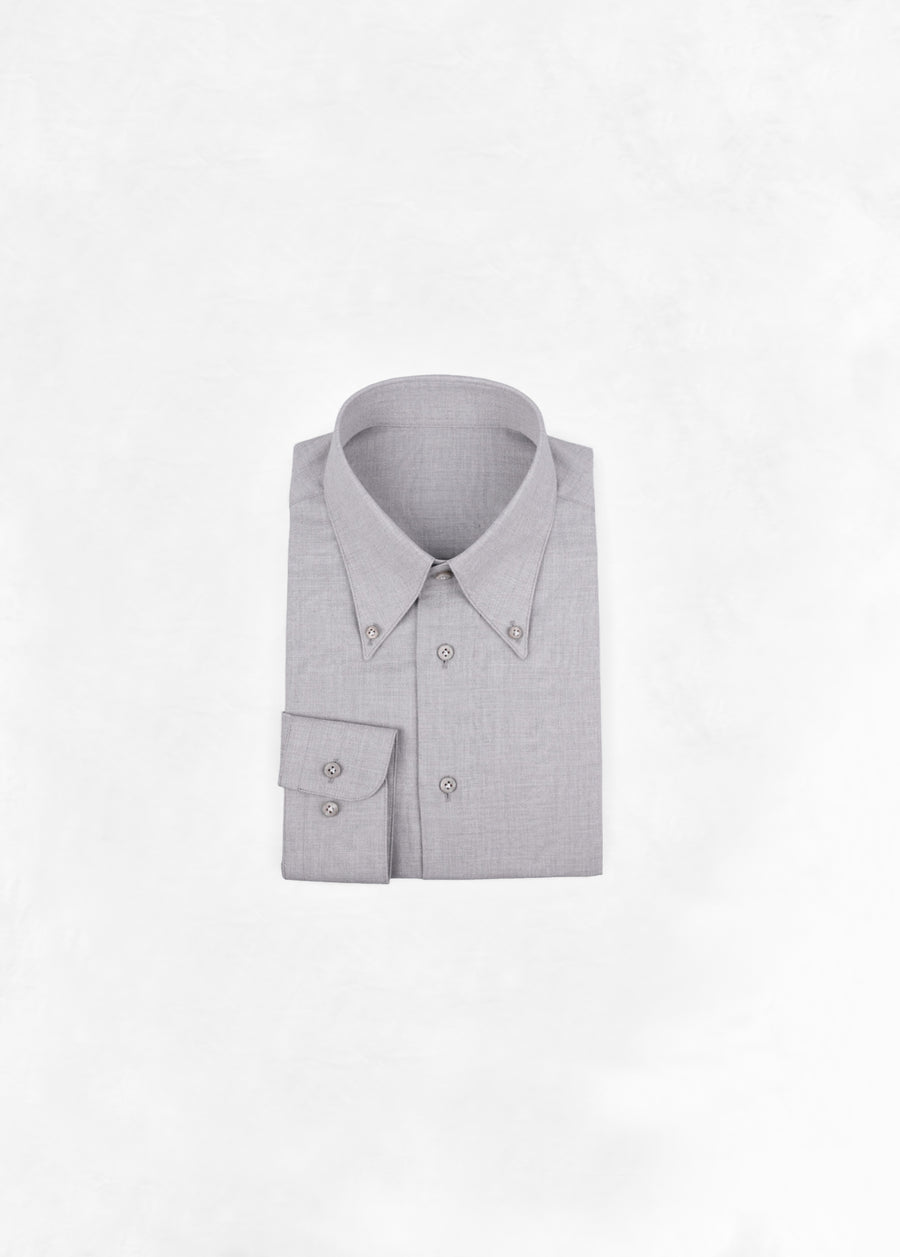 Soft Kent Collar Shirt in Flannel - Light Grey