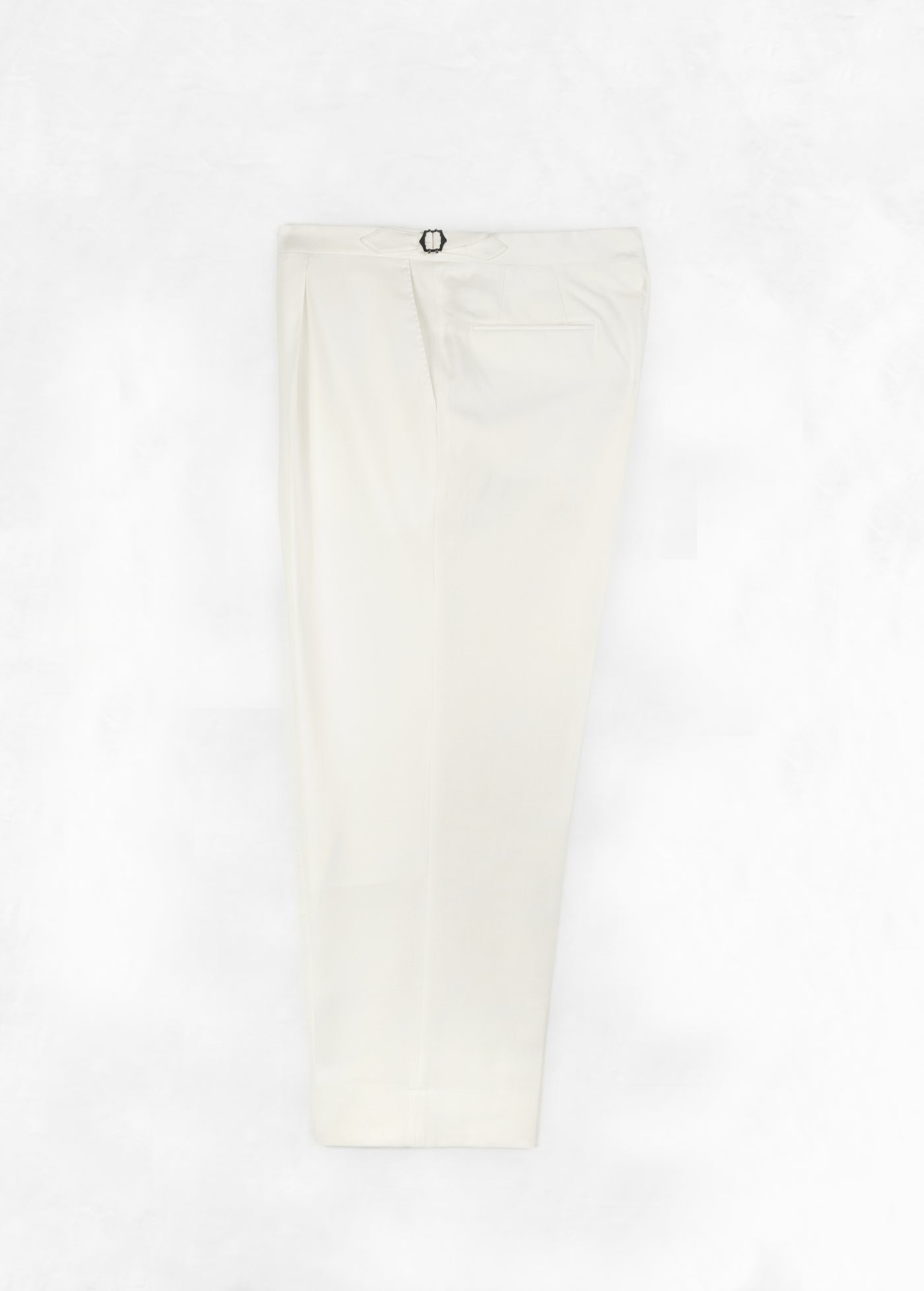 High Waist Single Pleat Trouser - Off-white Wool/Silk/Linen