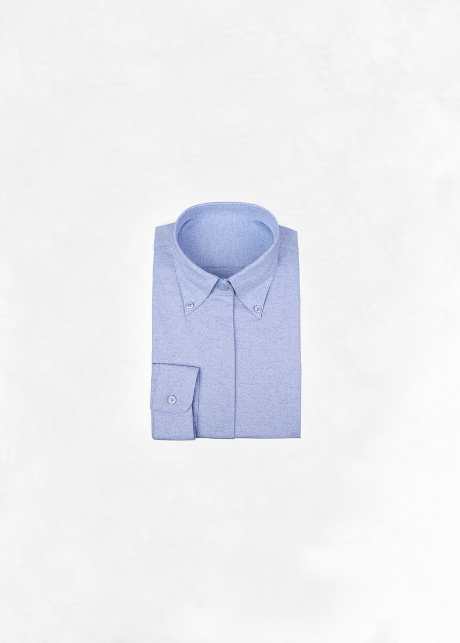 Button Down Shirt in Cotton - Mottled Blue