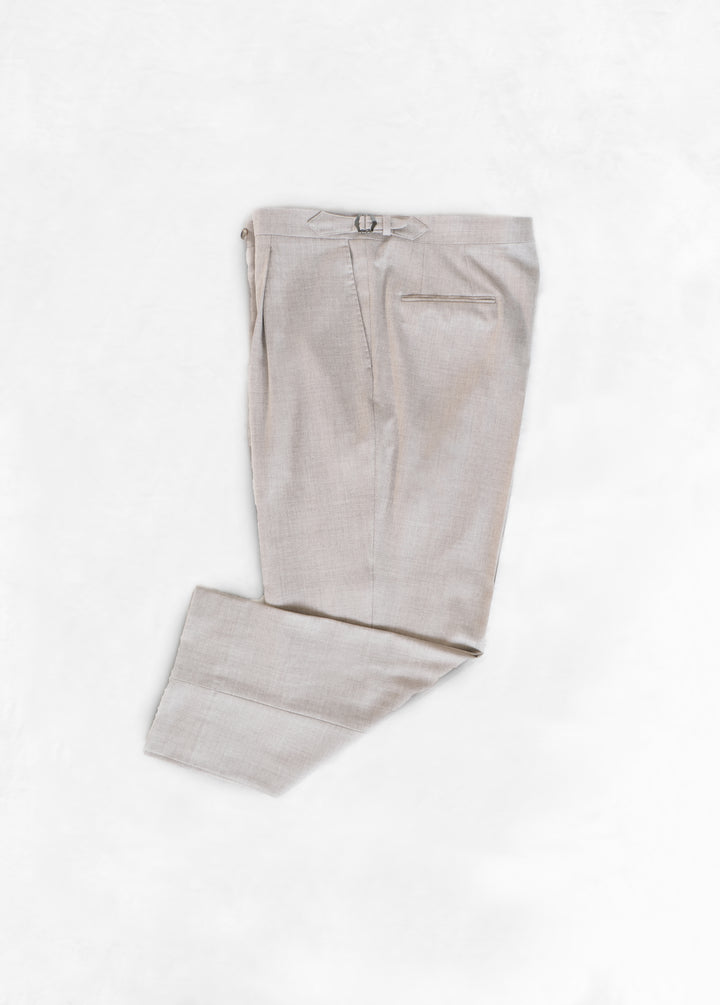 Oatmeal Flannel - High Waist Single Pleat Trouser