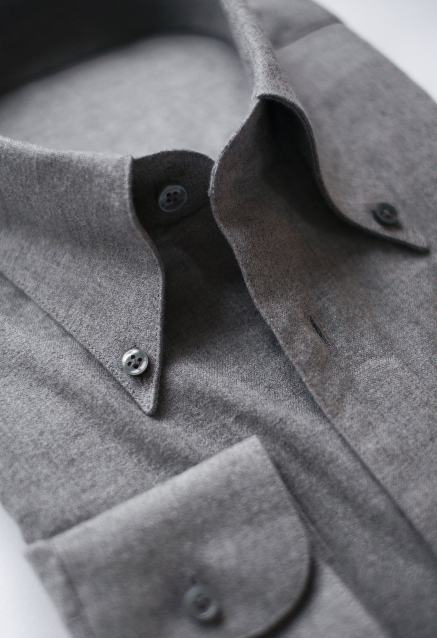 Soft Kent Collar Shirt in Flannel - Grey