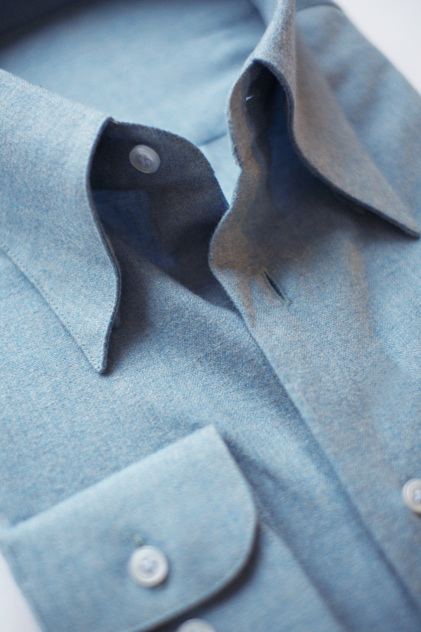 Soft Kent Collar Shirt in Flannel - Aquamarine