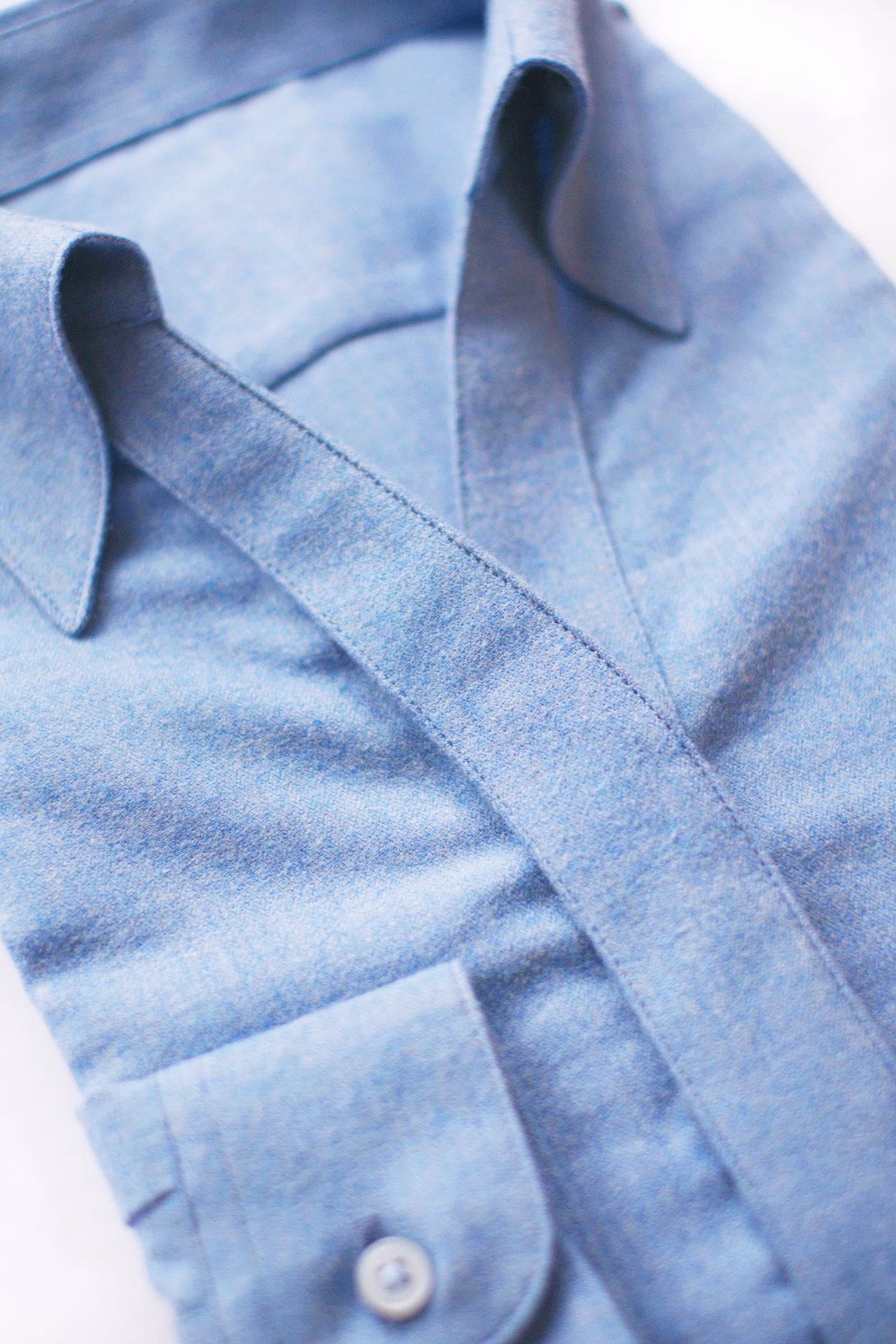 V Collar Shirt in Flannel - Sky Blue