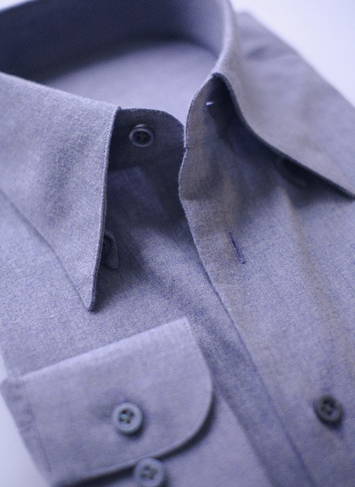 Soft Kent Collar Shirt in Flannel - Pastel Dark Blue