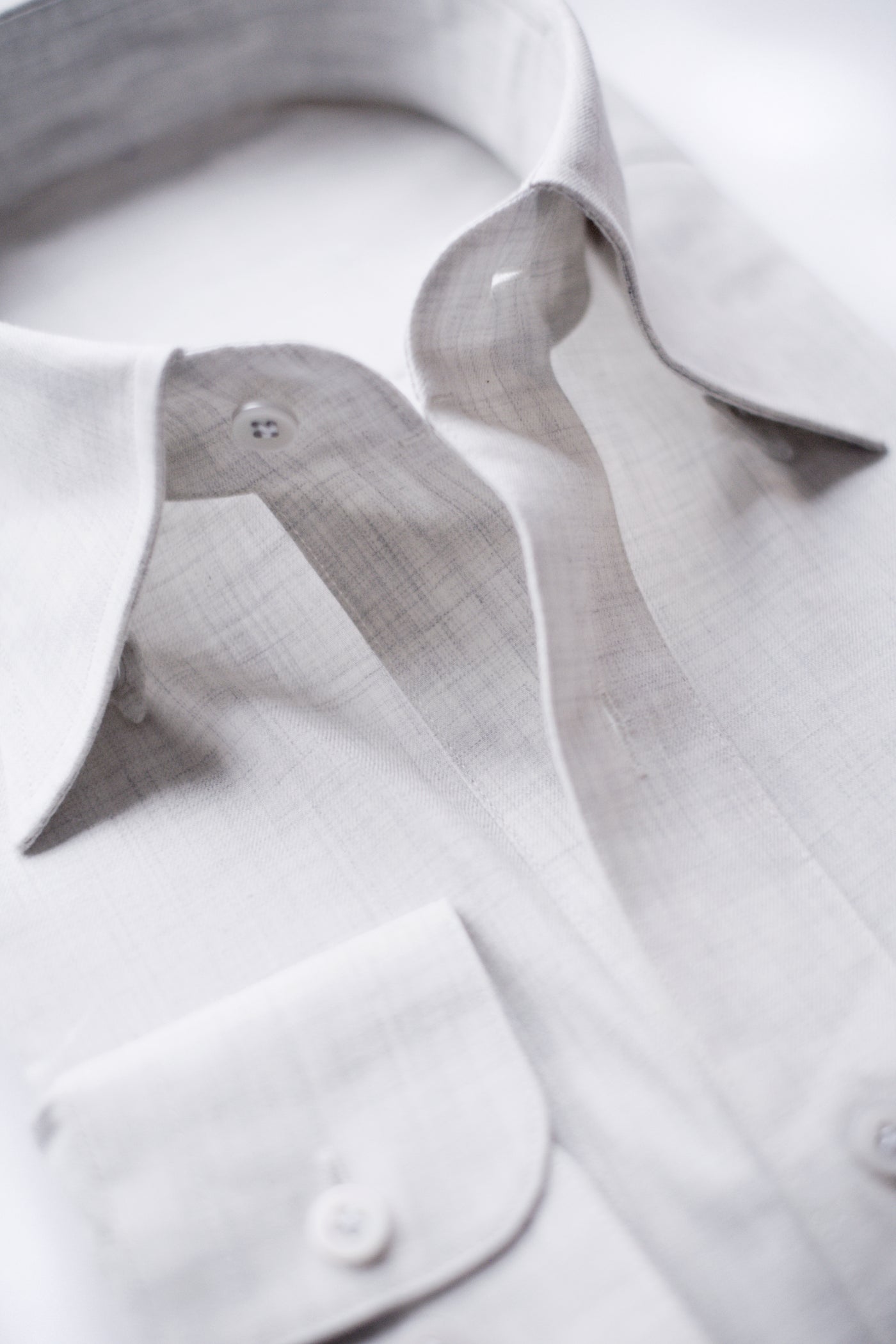 One Piece Collar Shirt in Flannel - Faded Grey