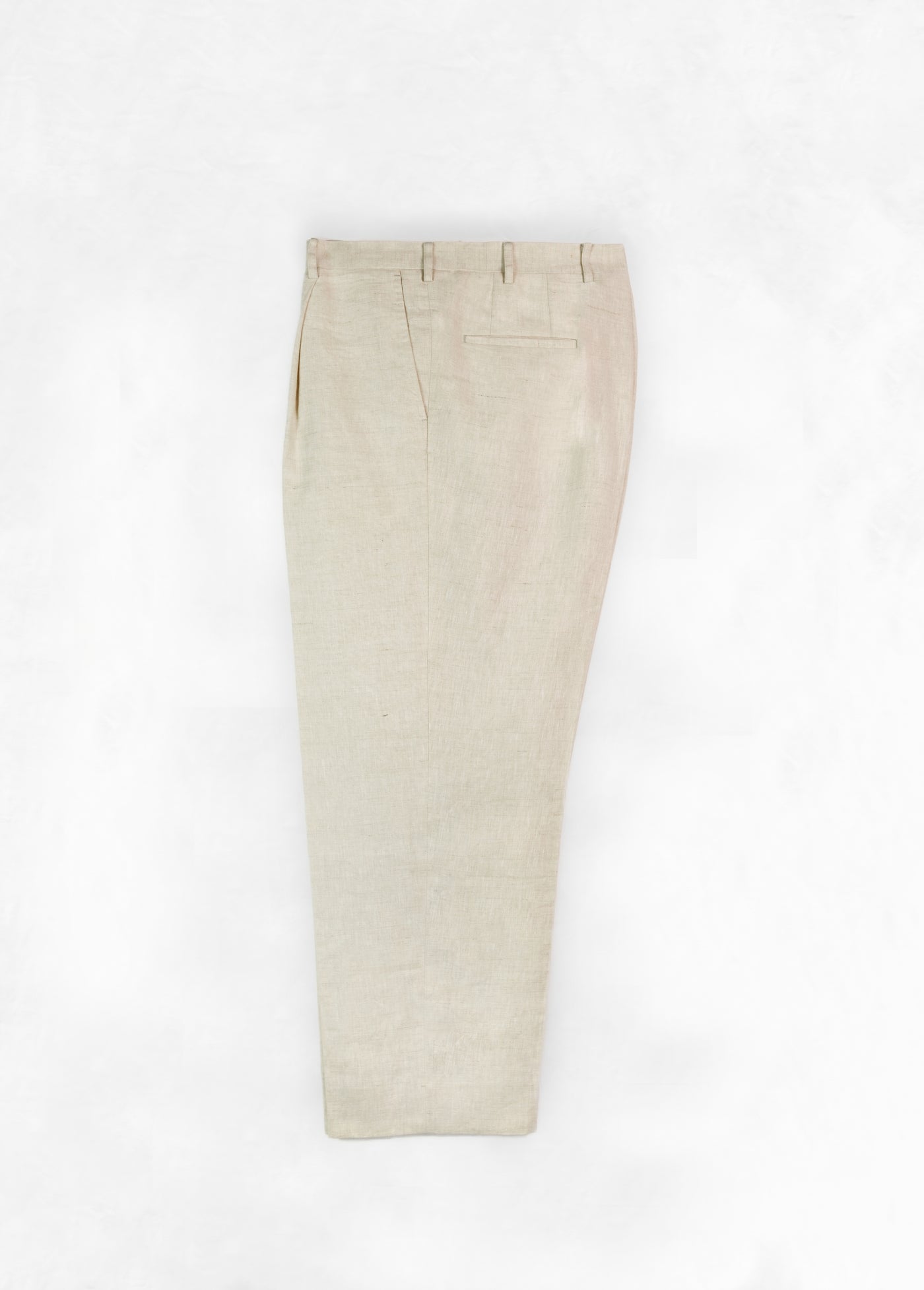 High Waist Single Pleat Trouser - Mottled Sand Linen