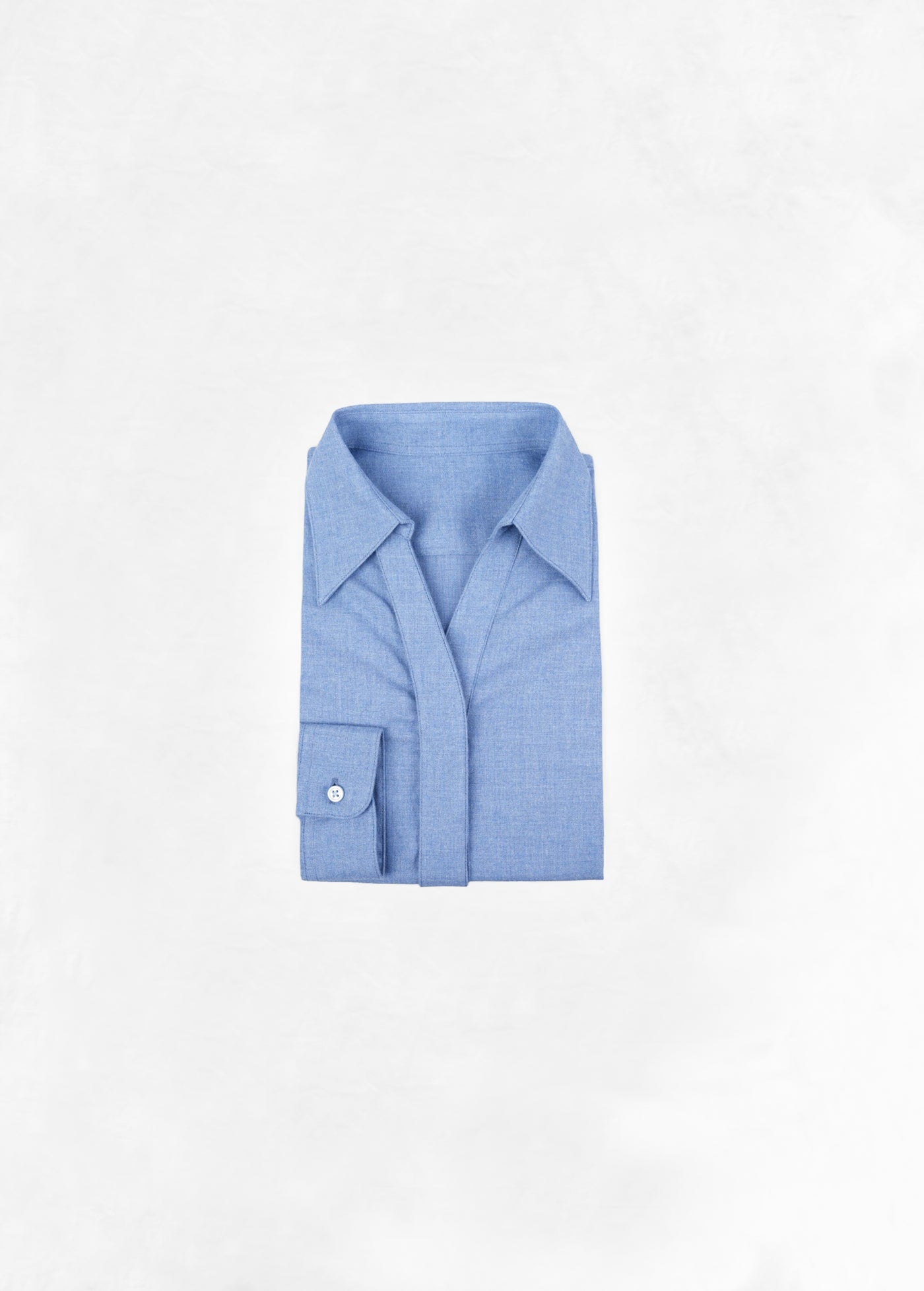 V Collar Shirt in Flannel - Sky Blue