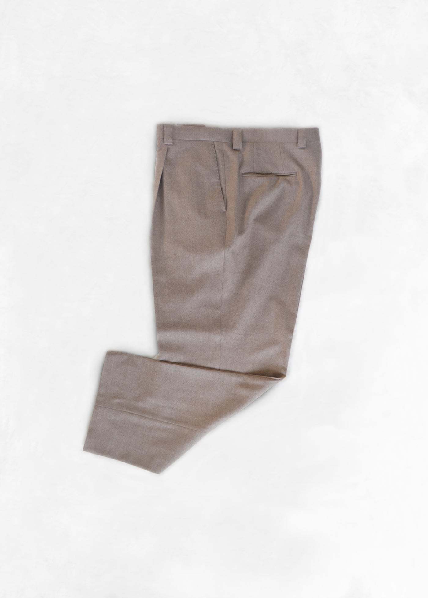 High Waist Single Pleat Trouser in Flannel - Taupe