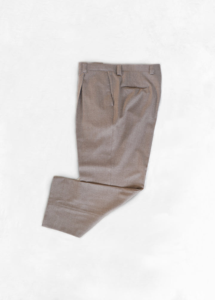 Taupe Flannel - High Waist Single Pleat Trouser