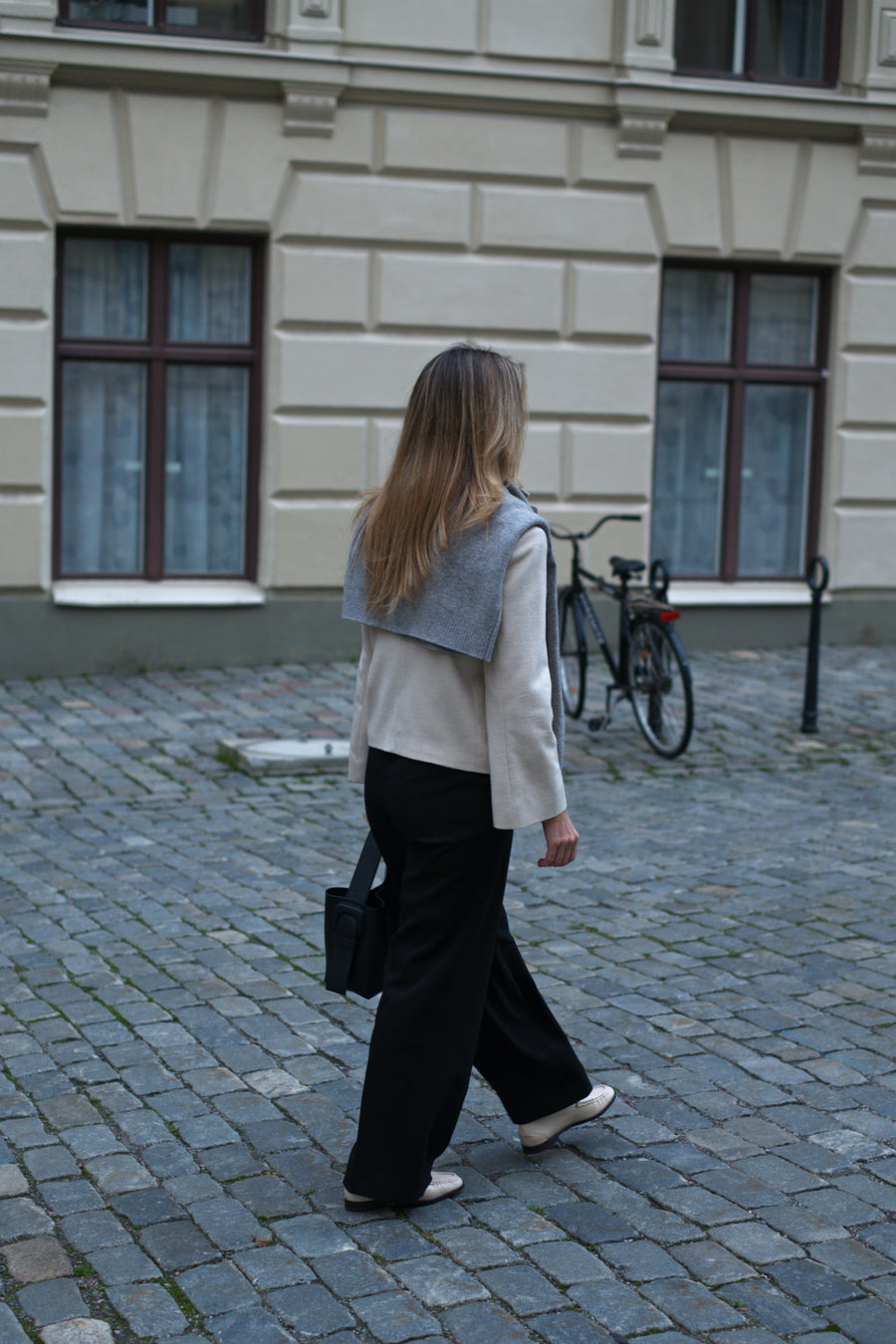Cropped Flare Jacket - Vanilla white