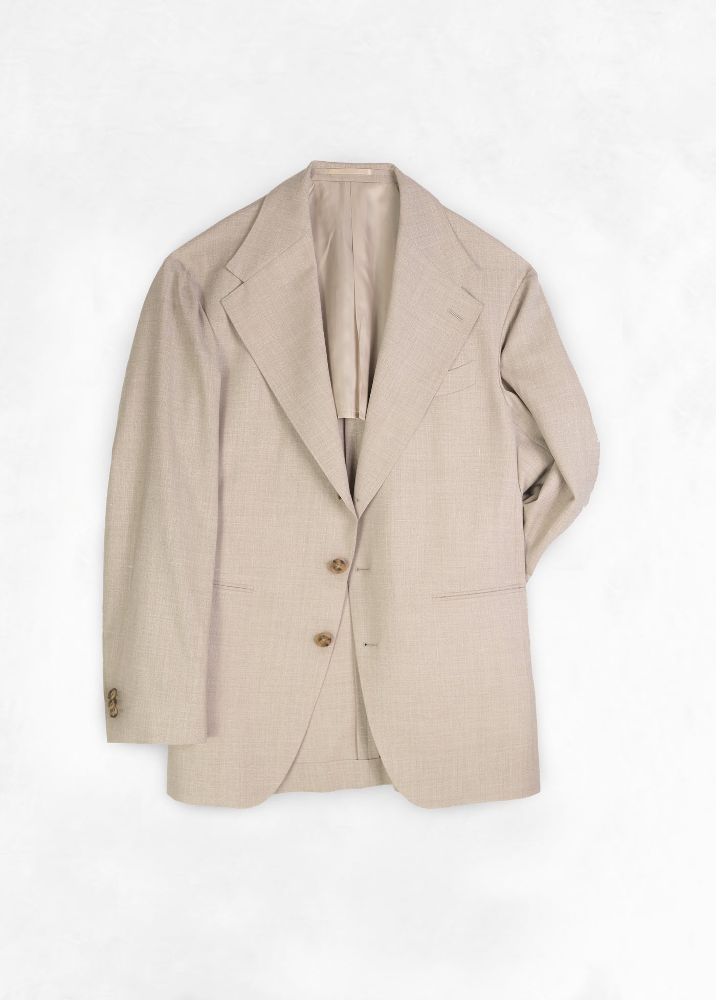 Single Breasted Undarted Jacket in Wool/Silk/Linen - Soft Beige