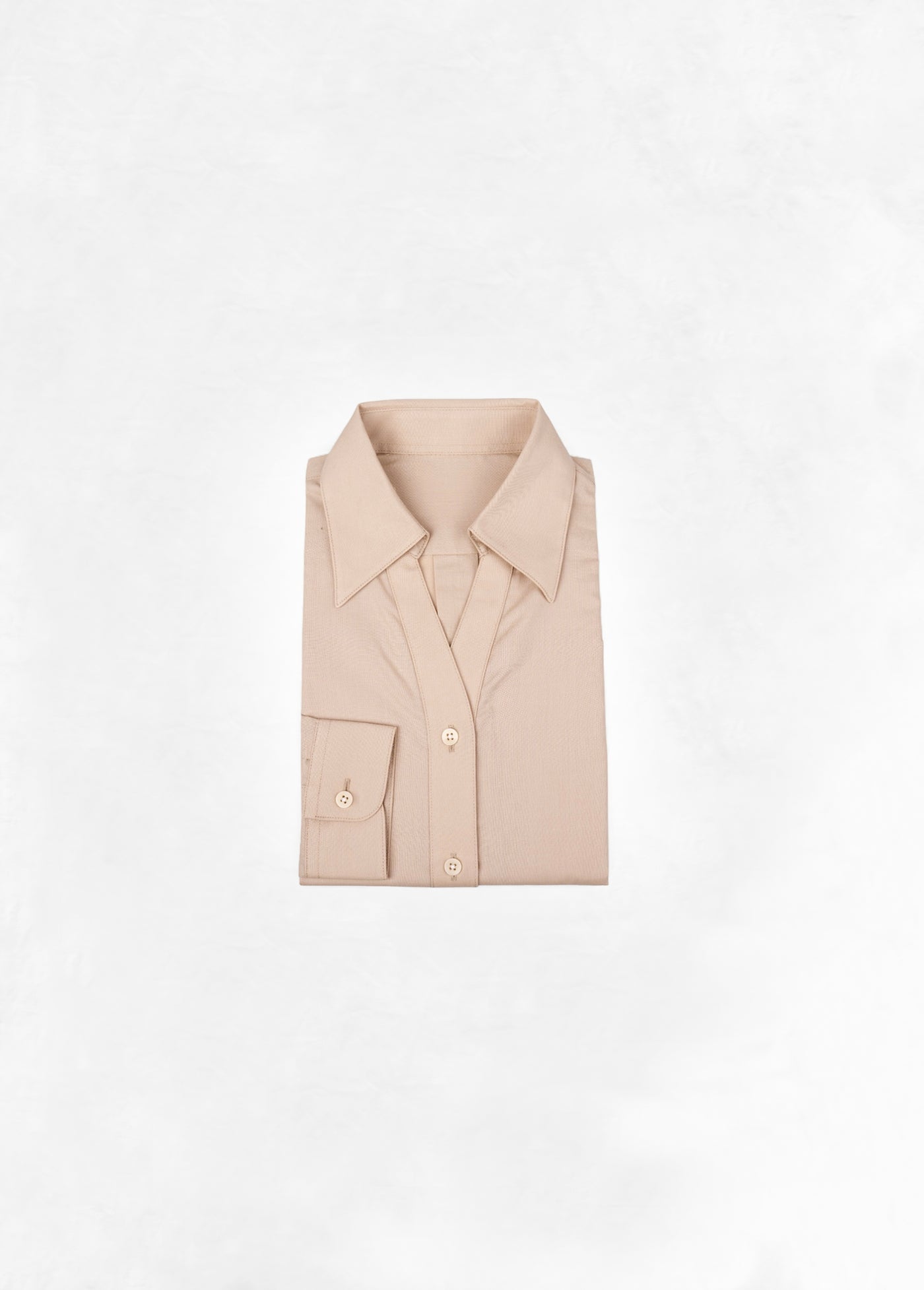 V Collar Shirt in Cashmere- Warm Beige