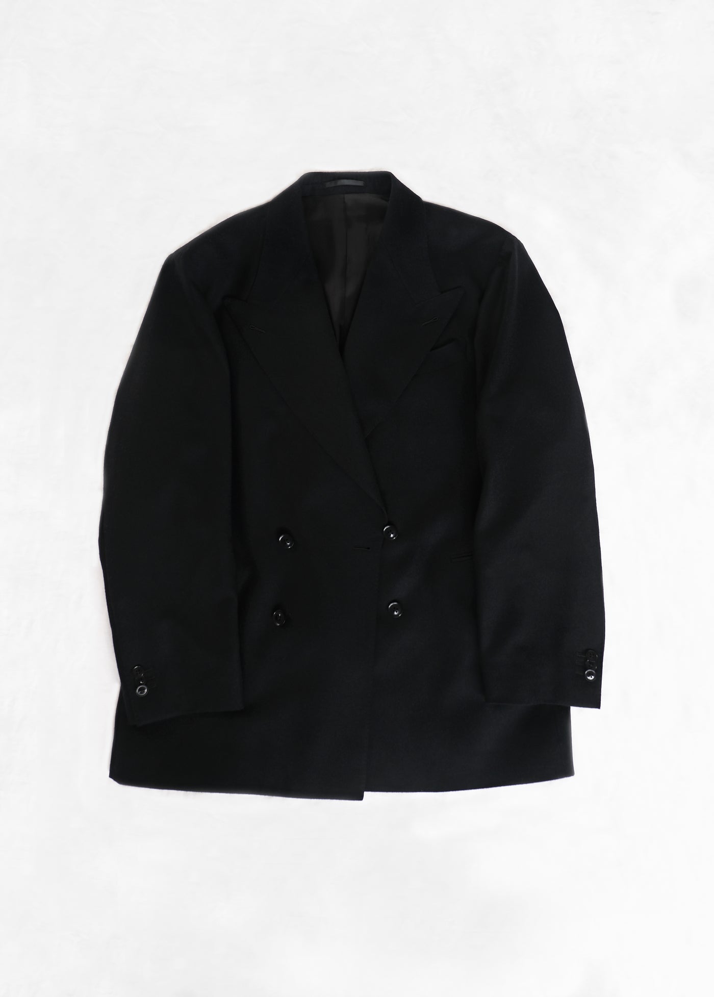 Double Breasted Undarted Jacket in Flannel - Black