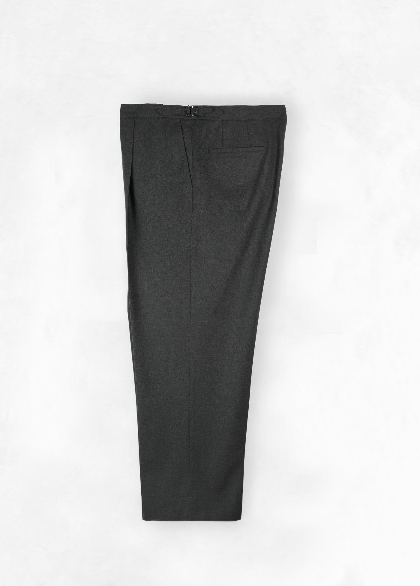 High Waist Single Pleat Trouser in High Twist Wool - Charcoal Grey