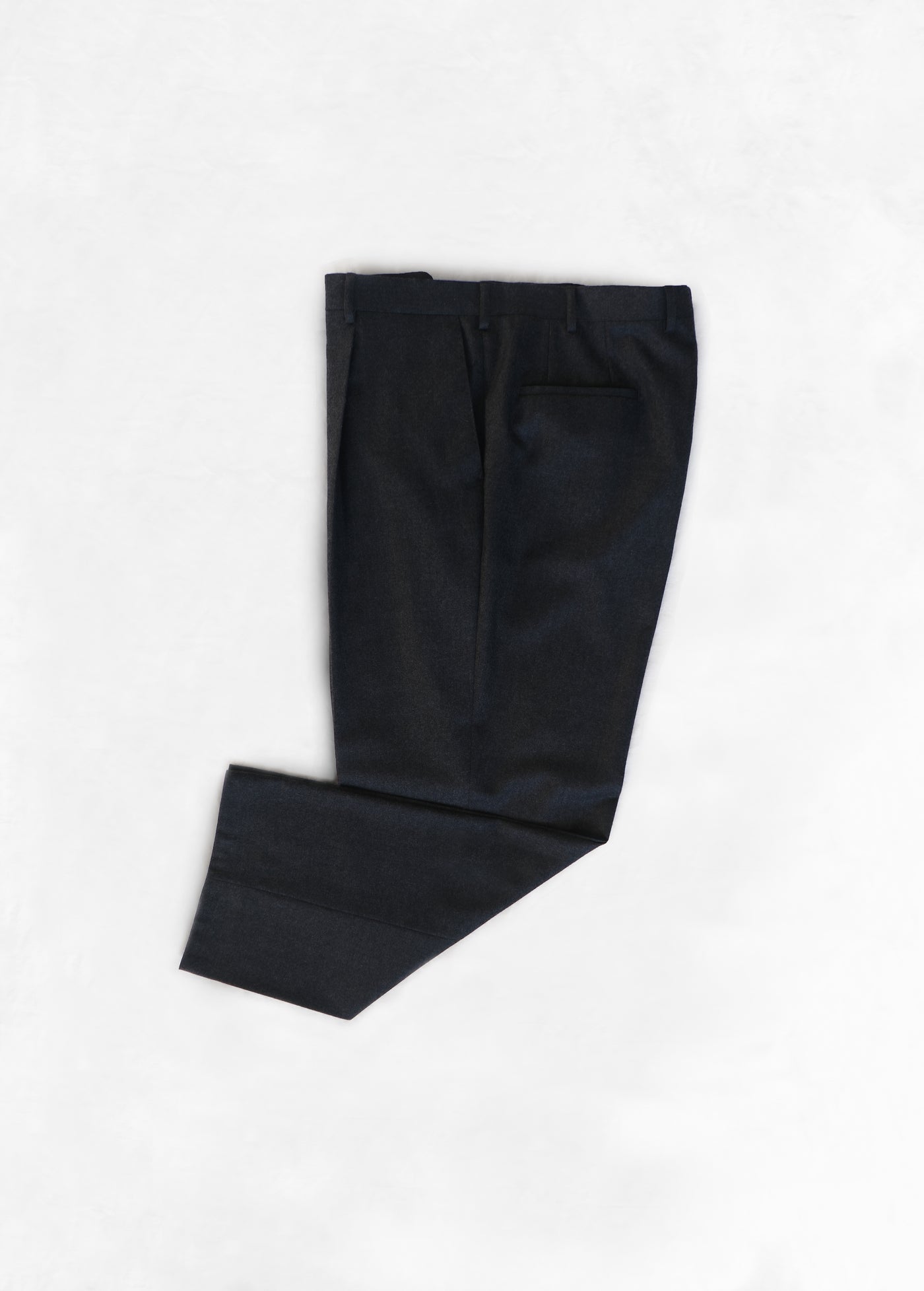 High Waist Single Pleat Trouser in Flannel - Charcoal Grey