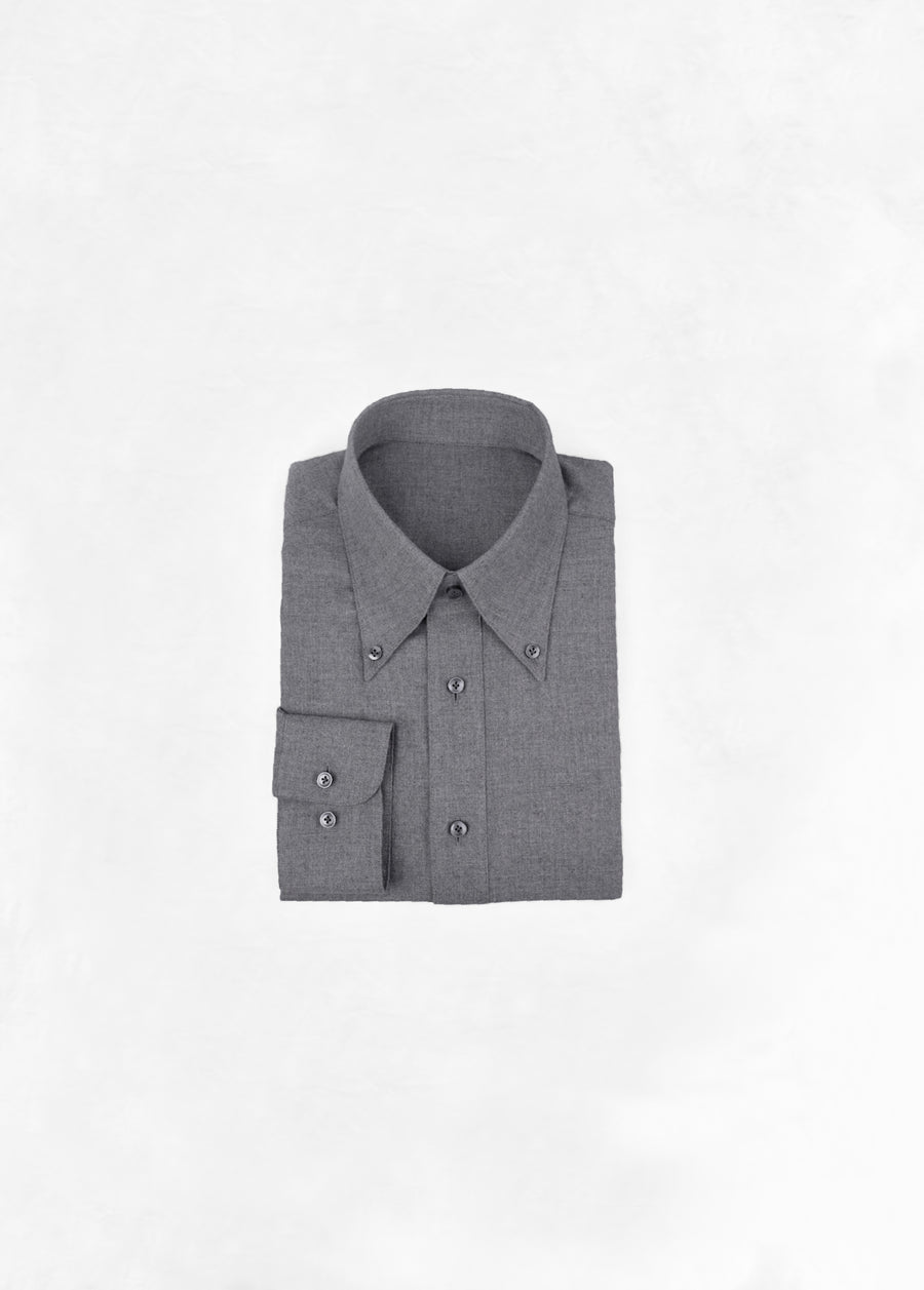 Soft Kent Collar Shirt in Flannel - Grey