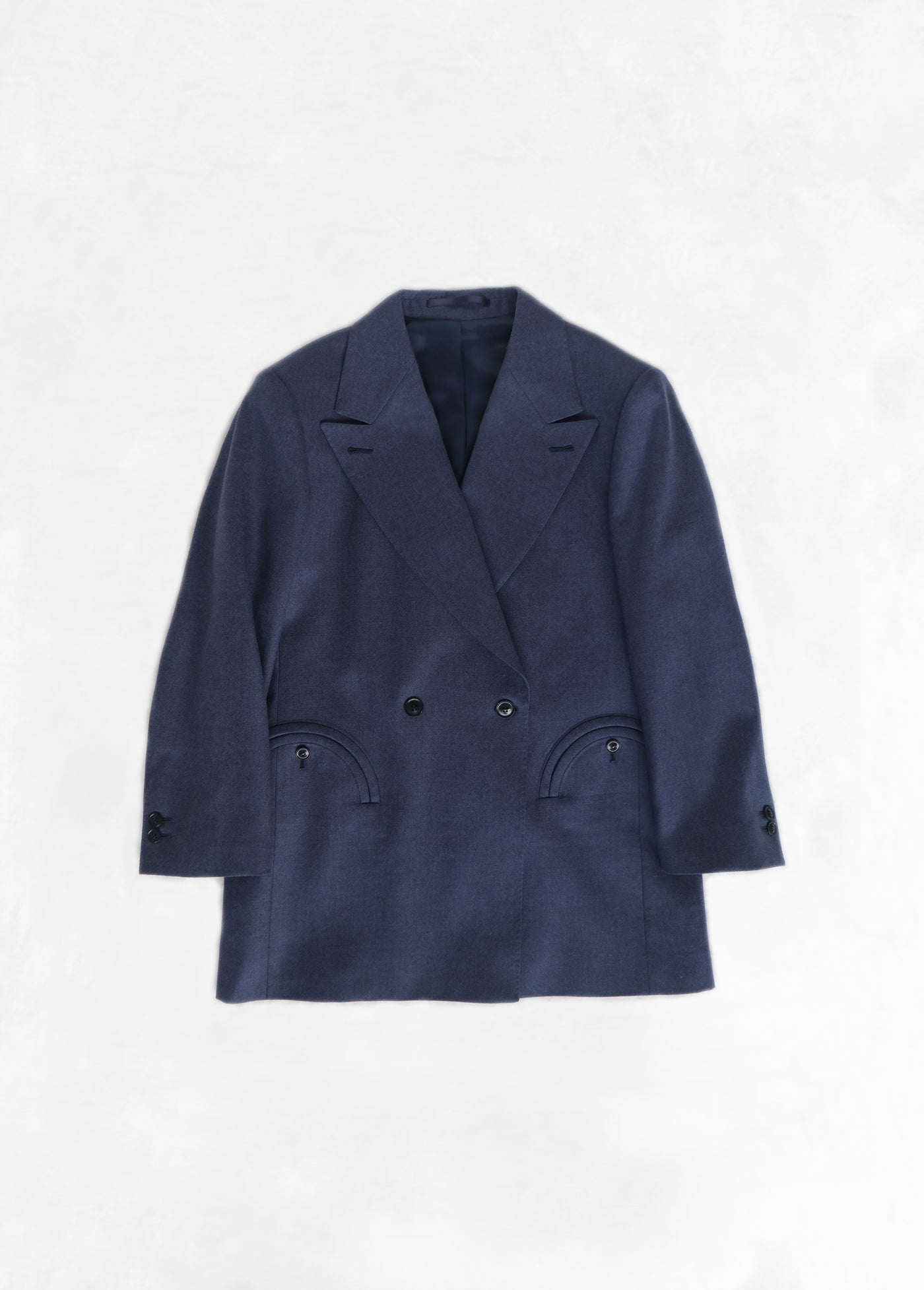 Double Breasted Jacket in Flannel - Indigo Blue