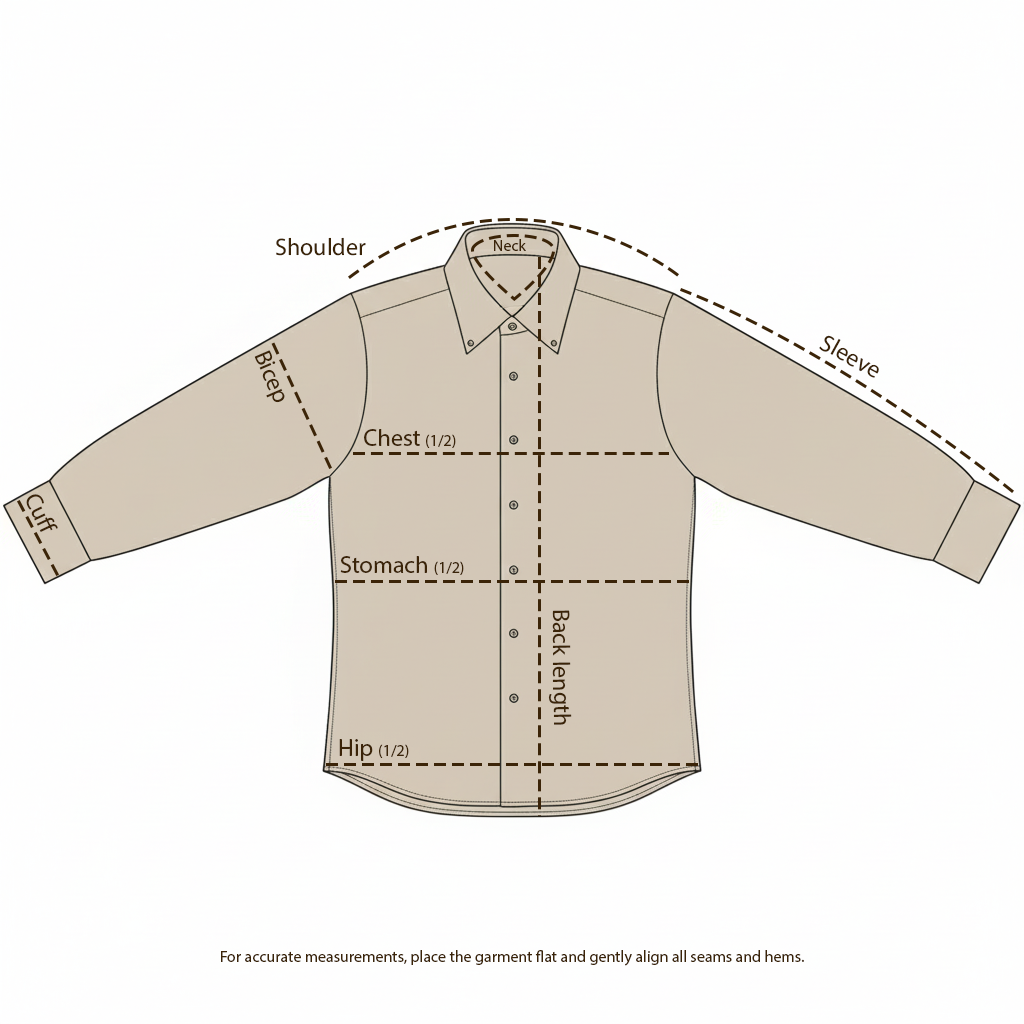Measuring guide for White Light Brushed - Classic soft shirt