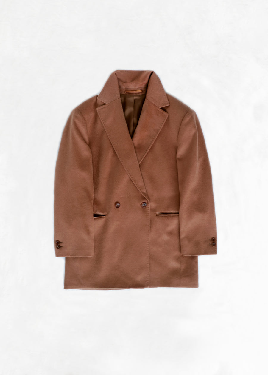 Soft Drape Double Breasted Jacket - Maple Brown