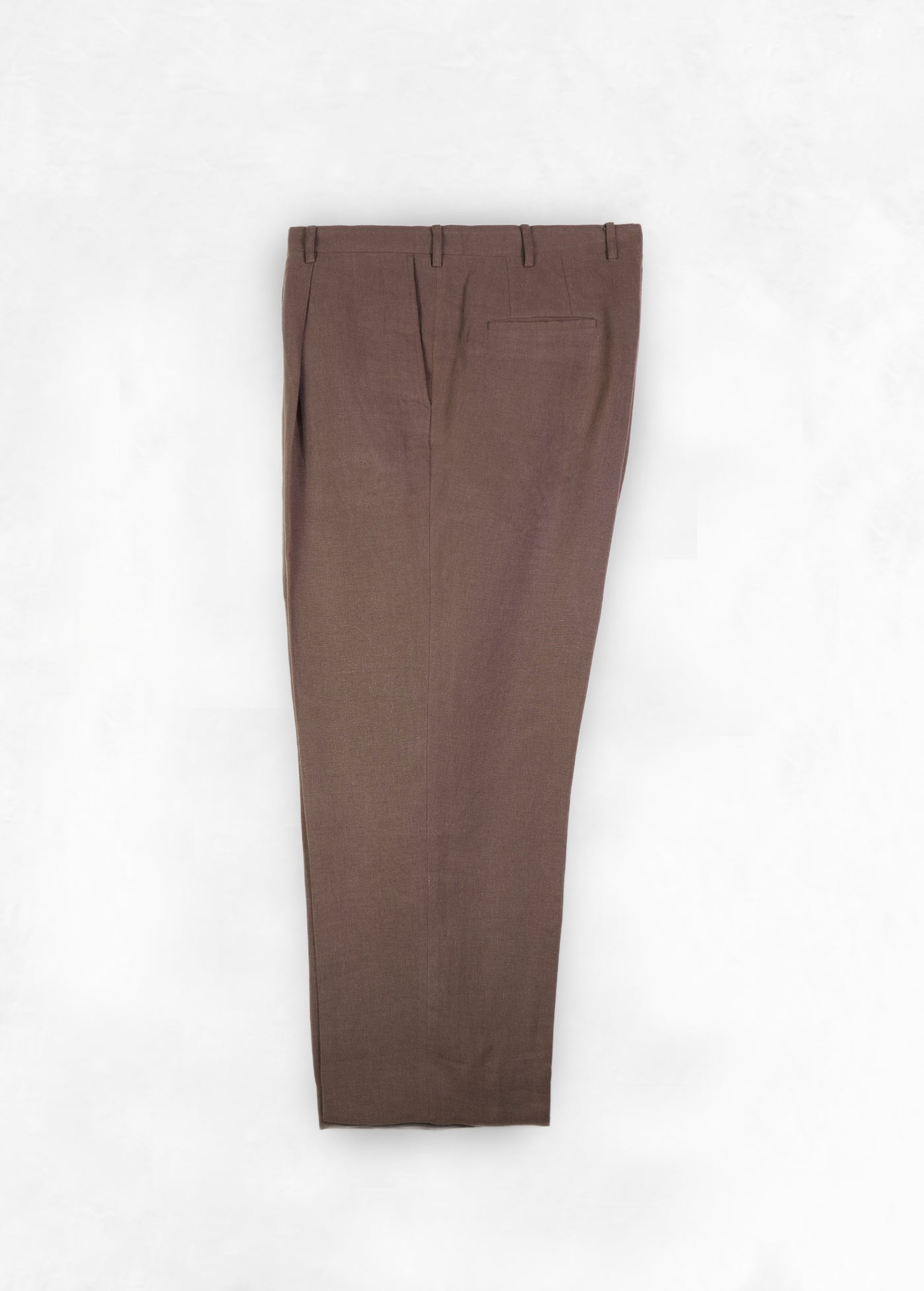 High Waist Single Pleat Trouser - Washed Brown Linen