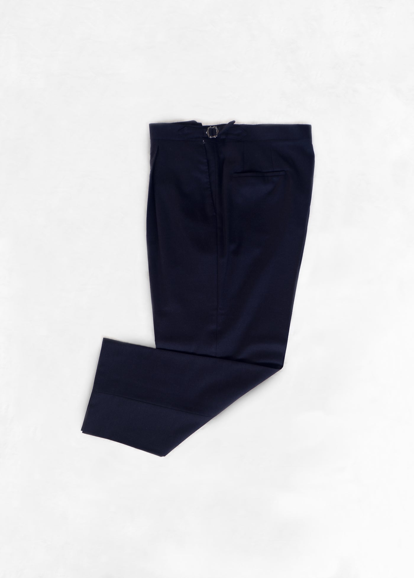 High Waist Single Pleat Trouser in Flannel - Midnight Blue
