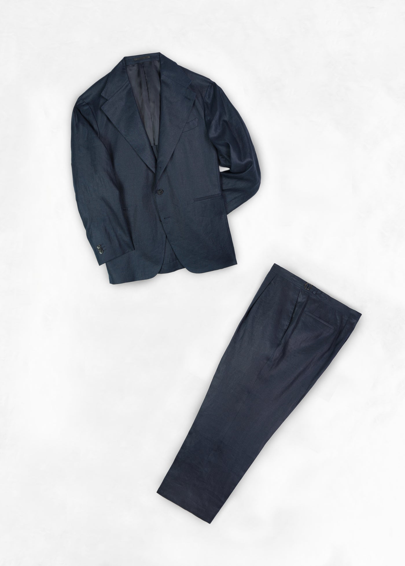 Single Breasted Linen Suit - Midnight Blue