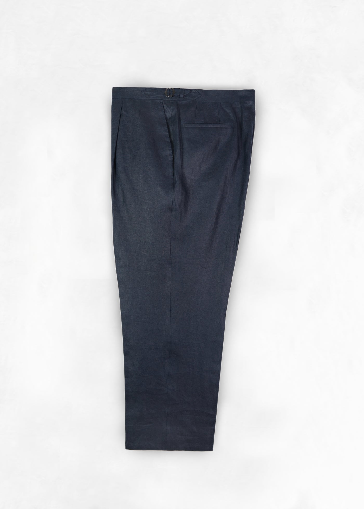 High Waist Single Pleat Trouser in Linen - Midnight Blue